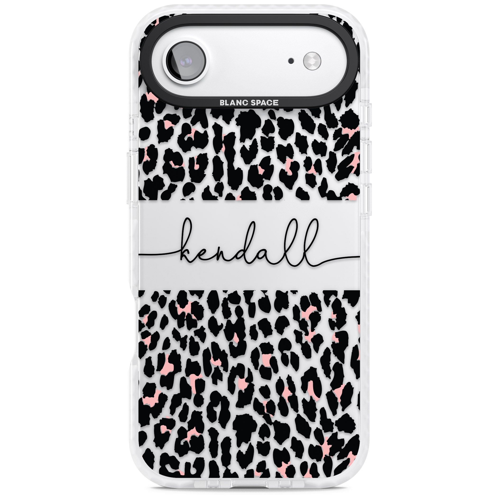 Personalised Cursive Leopard Spots iPhone 17 Air Impact Clear Phone Case