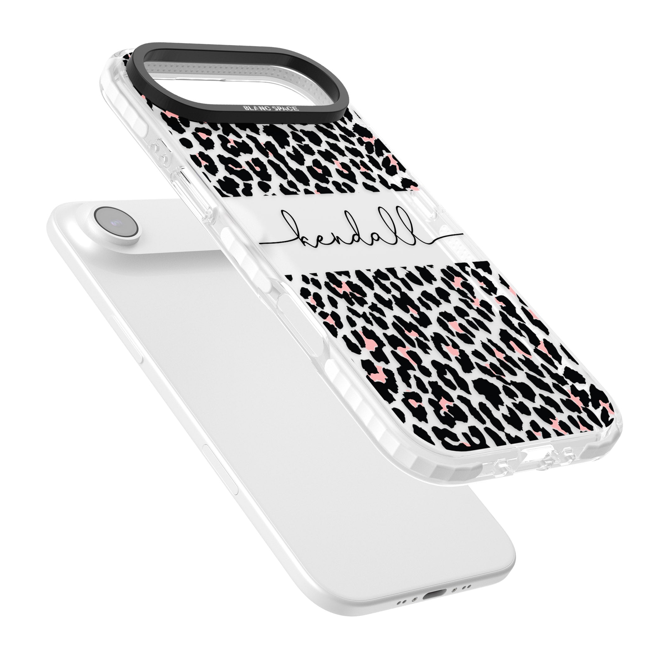 Personalised Cursive Leopard Spots iPhone 17 Air Impact Clear Phone Case Colours
