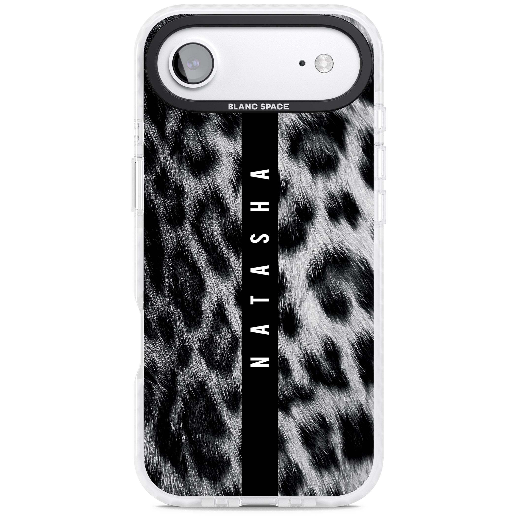 Personalised Snow Leopard Print iPhone 17 Air Impact Clear Phone Case
