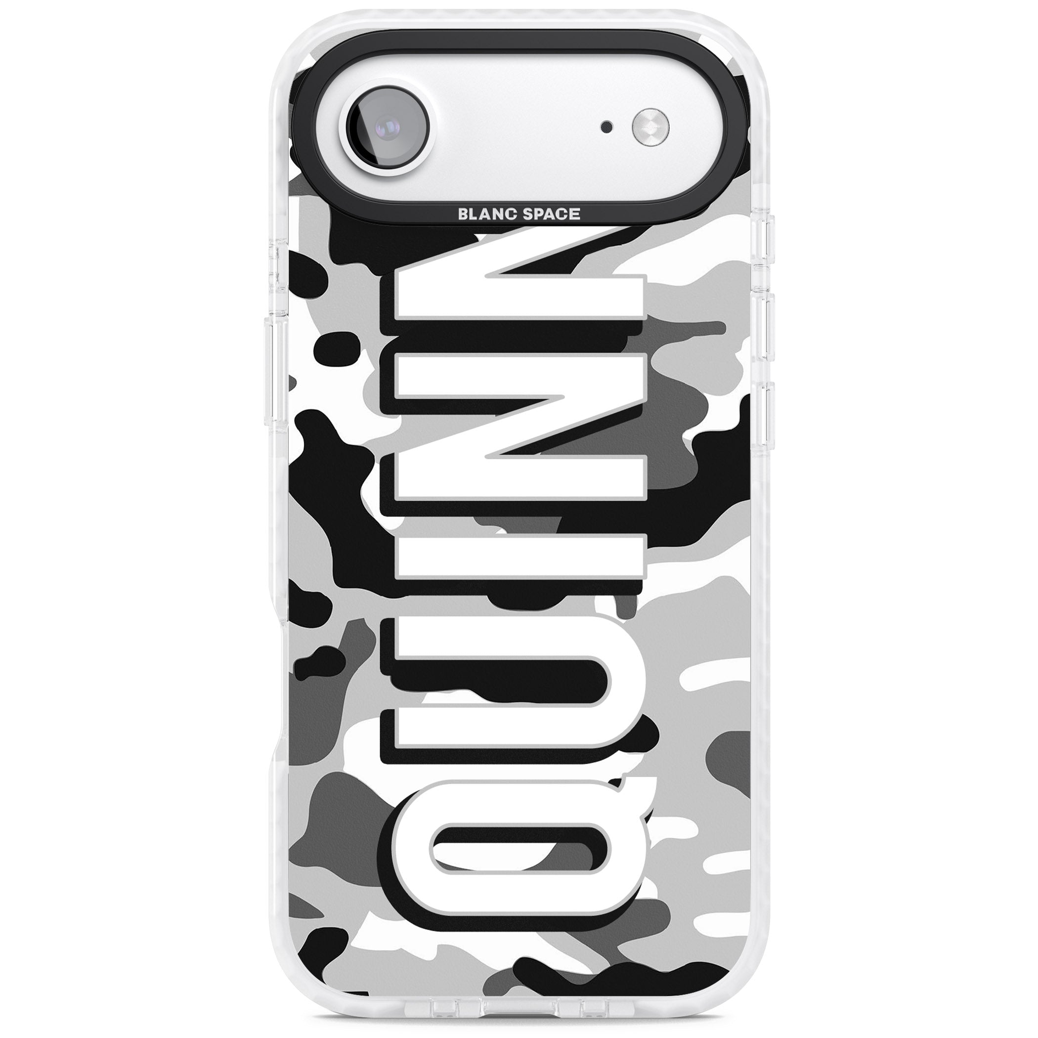 Personalised Greyscale Camo iPhone 17 Air Impact Clear Phone Case