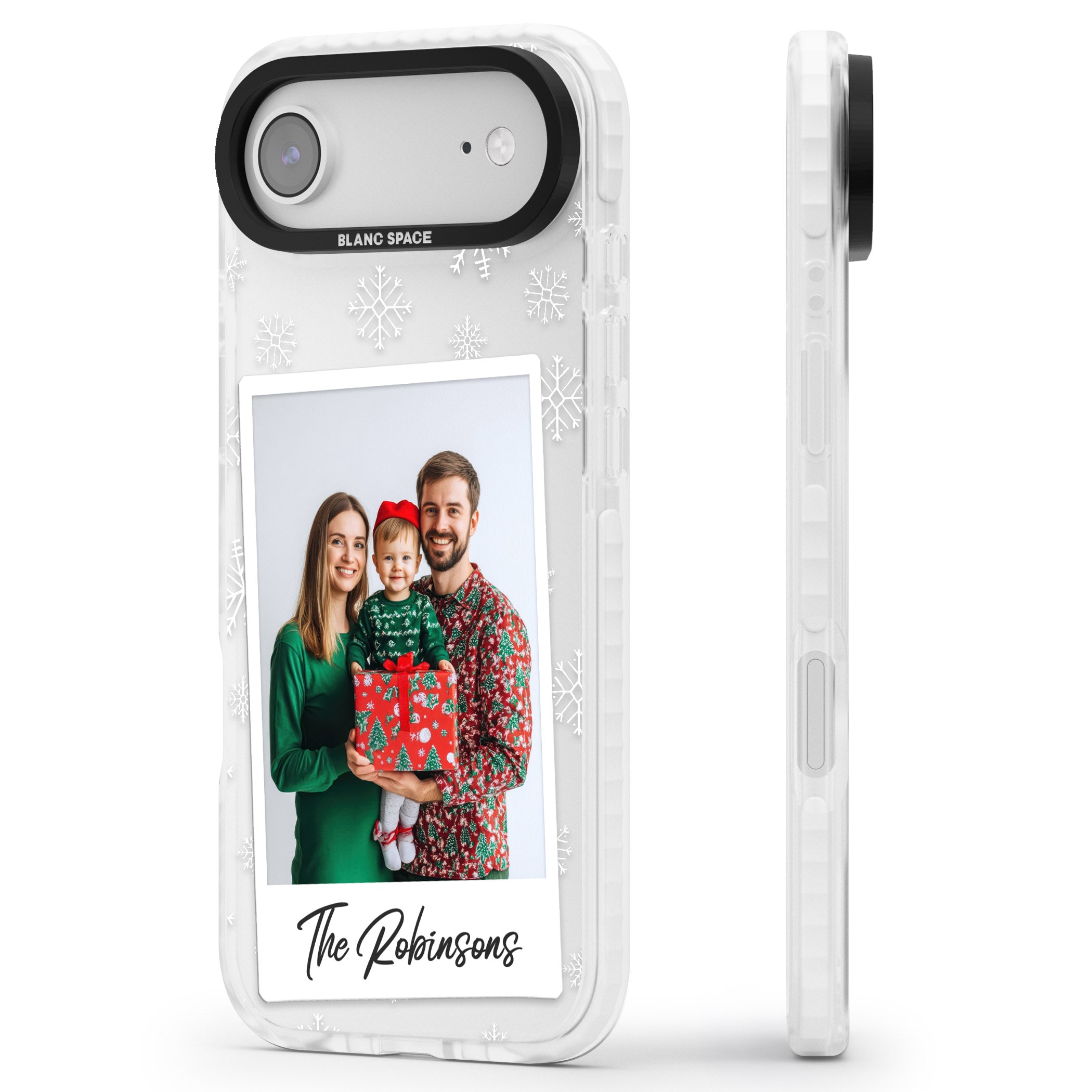 Personalised Snowflake Photo iPhone 17 Air Impact Clear Phone Case Side Profile
