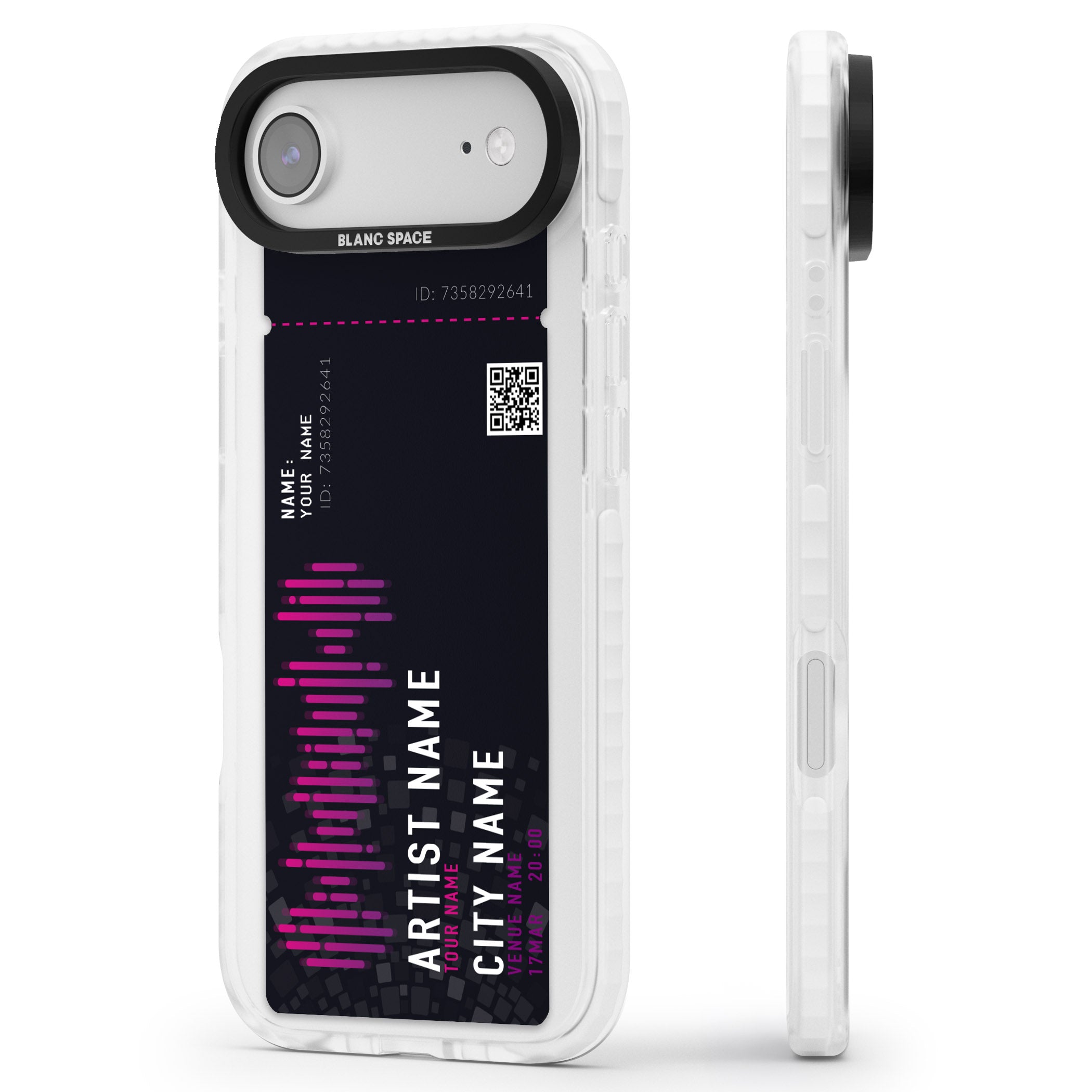 Personalised Concert Ticket iPhone 17 Air Impact Clear Phone Case Side Profile