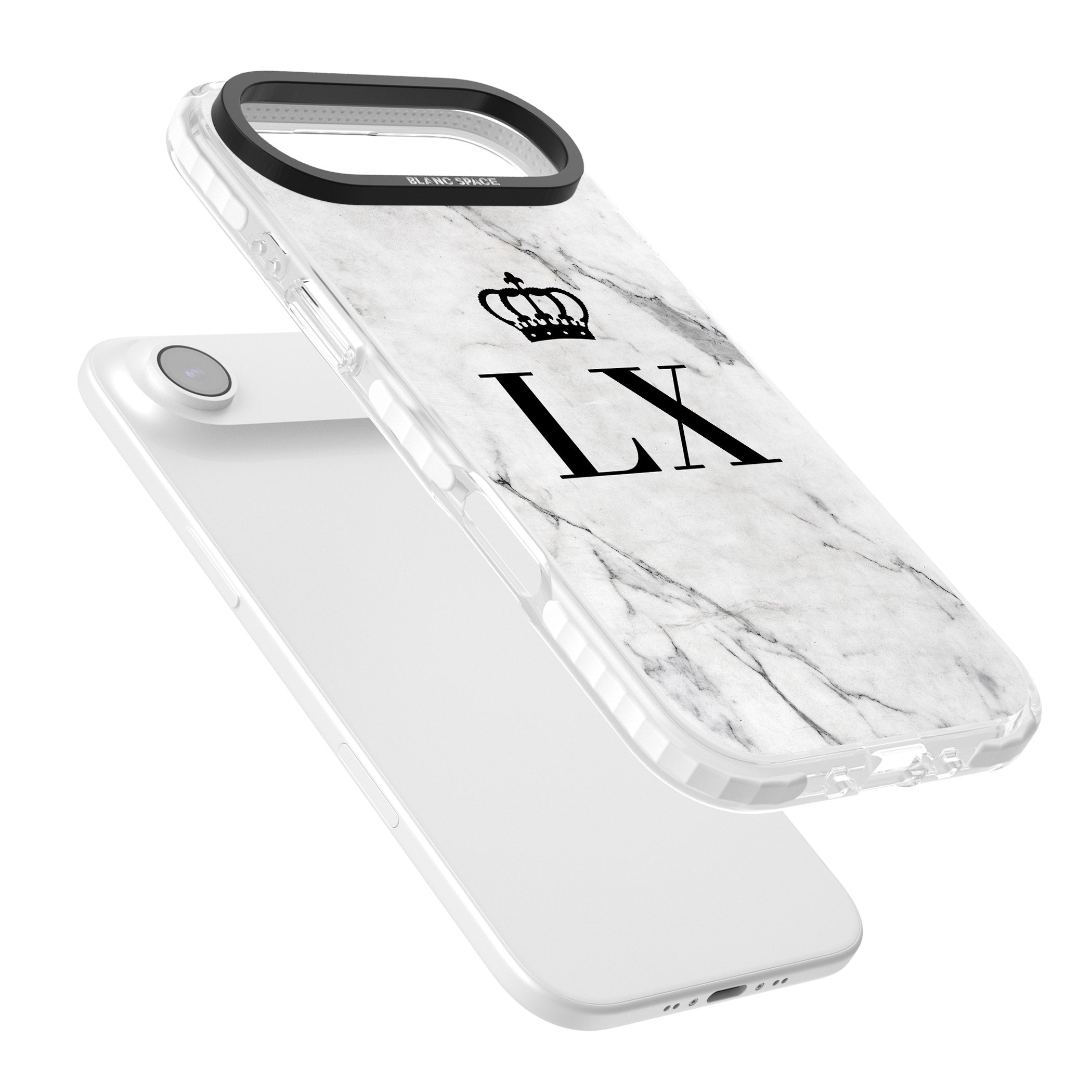 Personalised Initial Crown Marble iPhone 17 Air Impact Clear Phone Case Colours