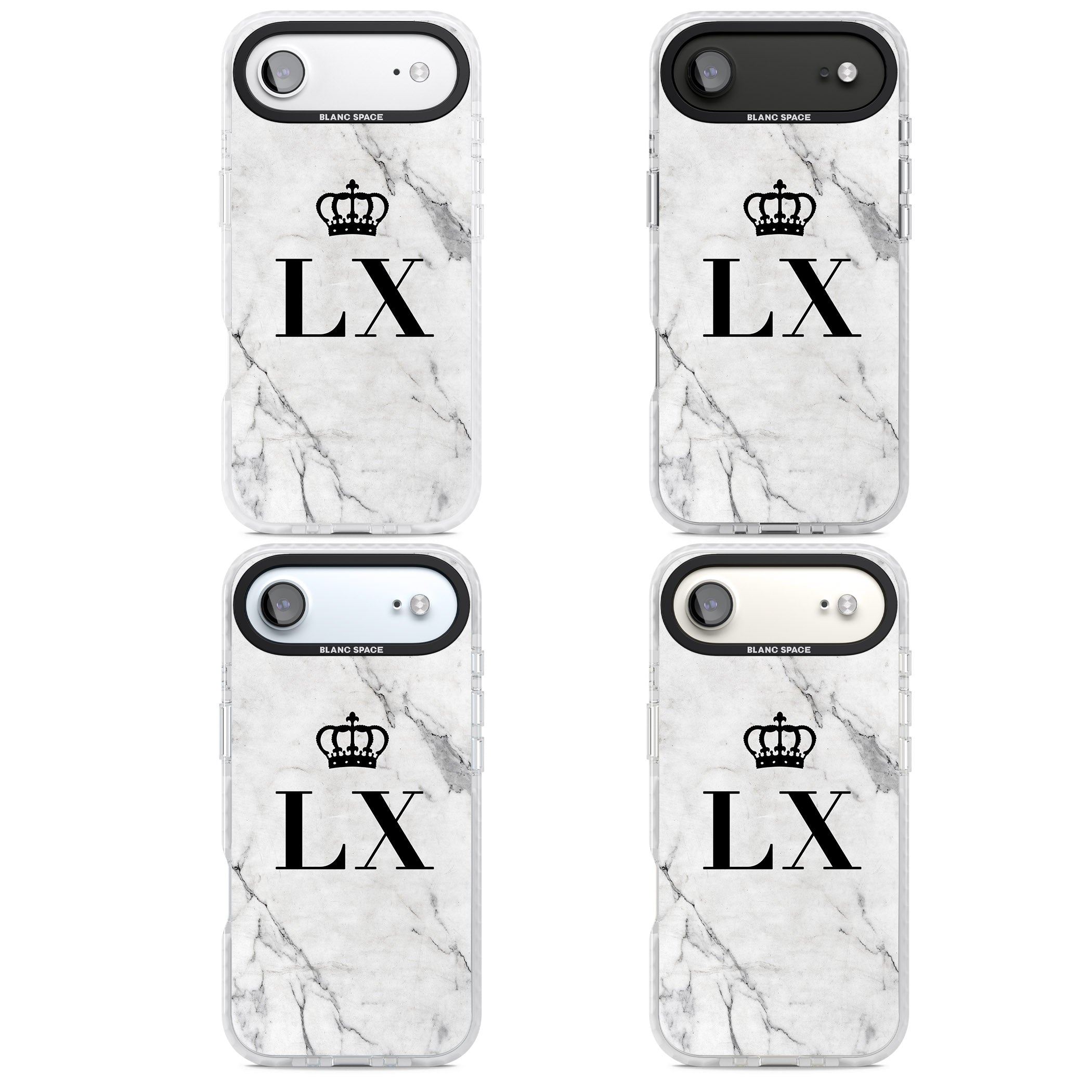 Personalised Initial Crown Marble iPhone 17 Air Impact Clear Phone Case APT Impact Protection