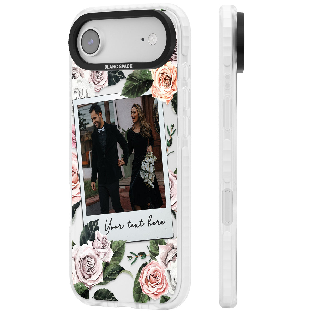 Personalised Floral Polaroid iPhone Air Impact Clear Phone Case side