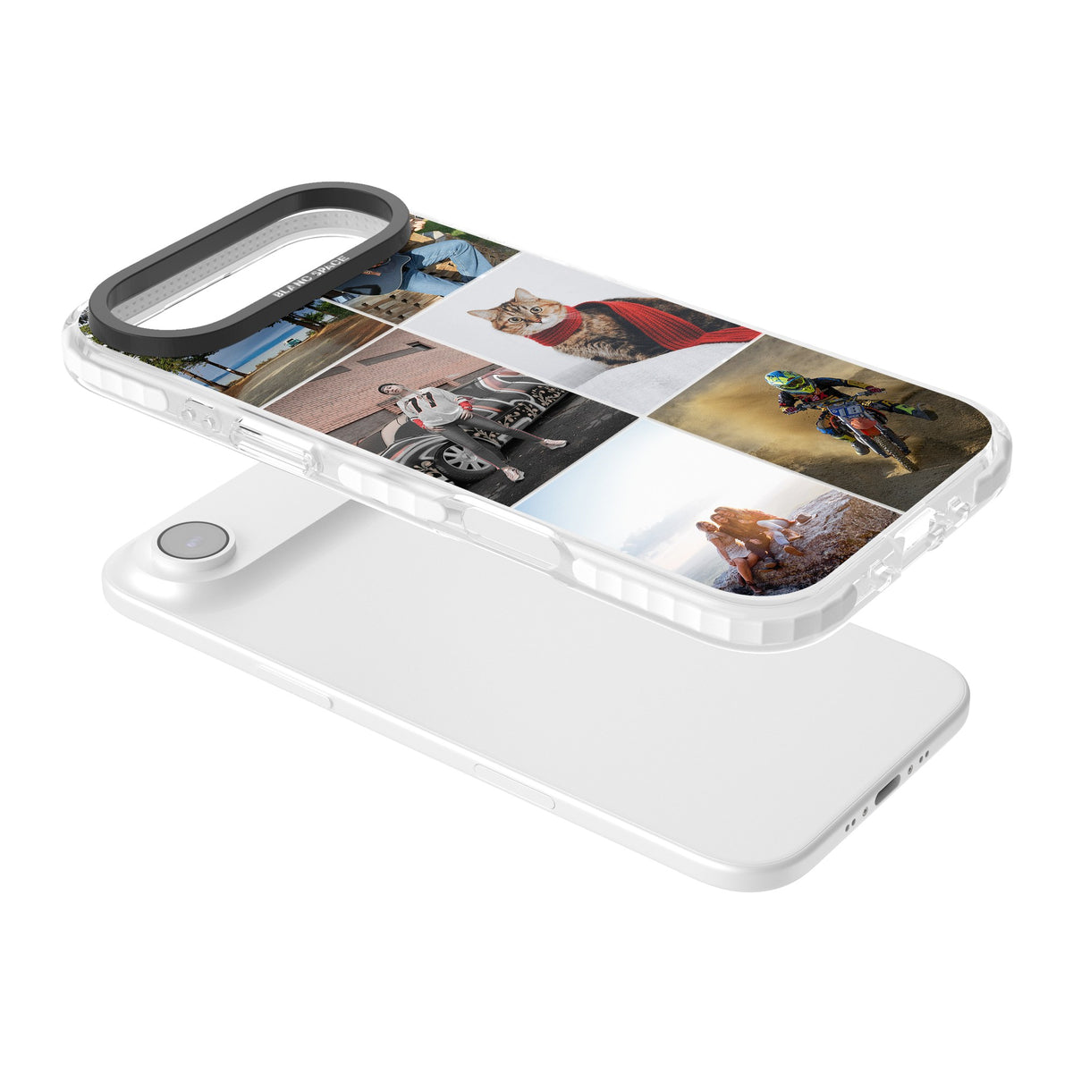 Personalised 6 Photo Grid iPhone Air Impact Clear Phone Case angled