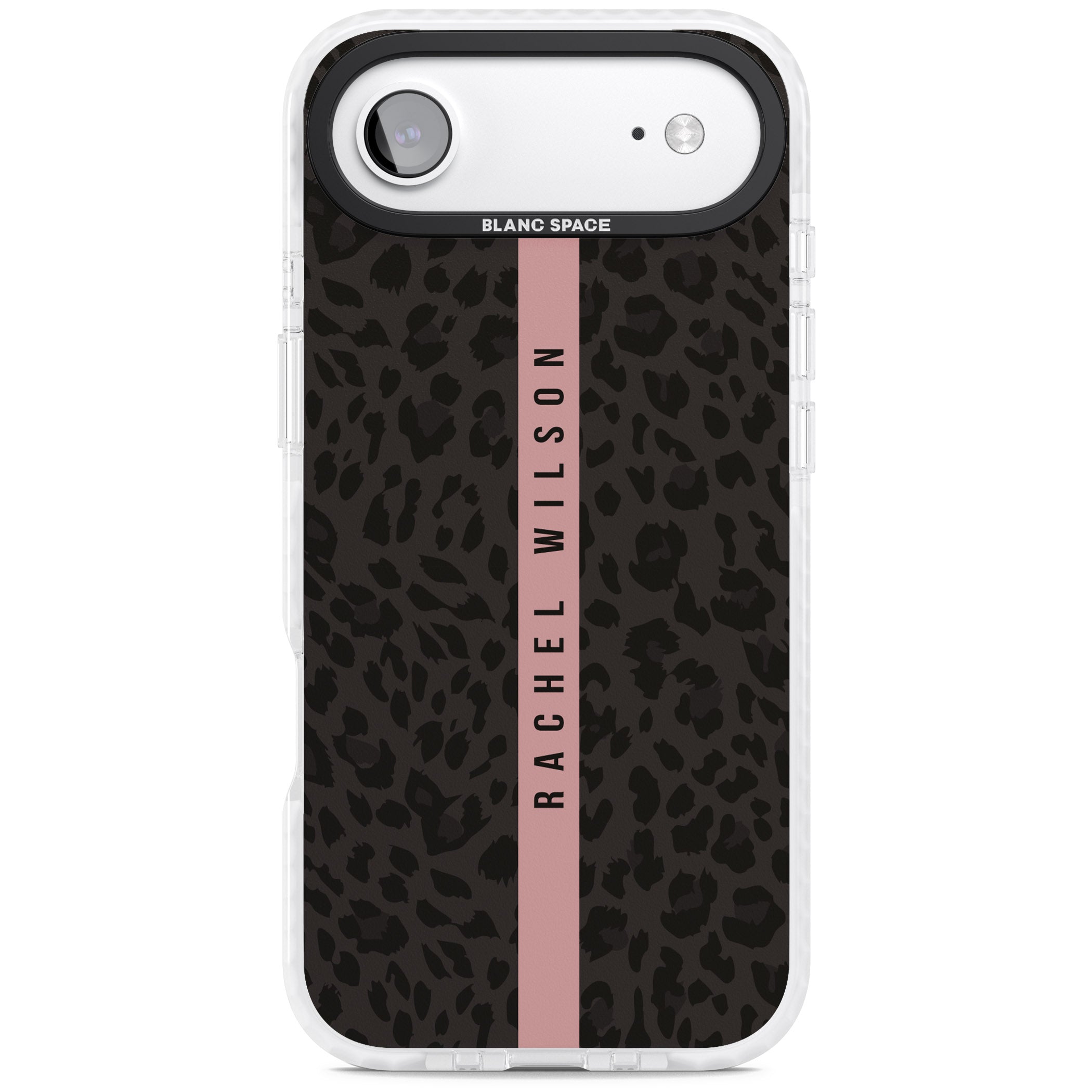 Personalised Pink Stripe Leopard iPhone 17 Air Impact Clear Phone Case
