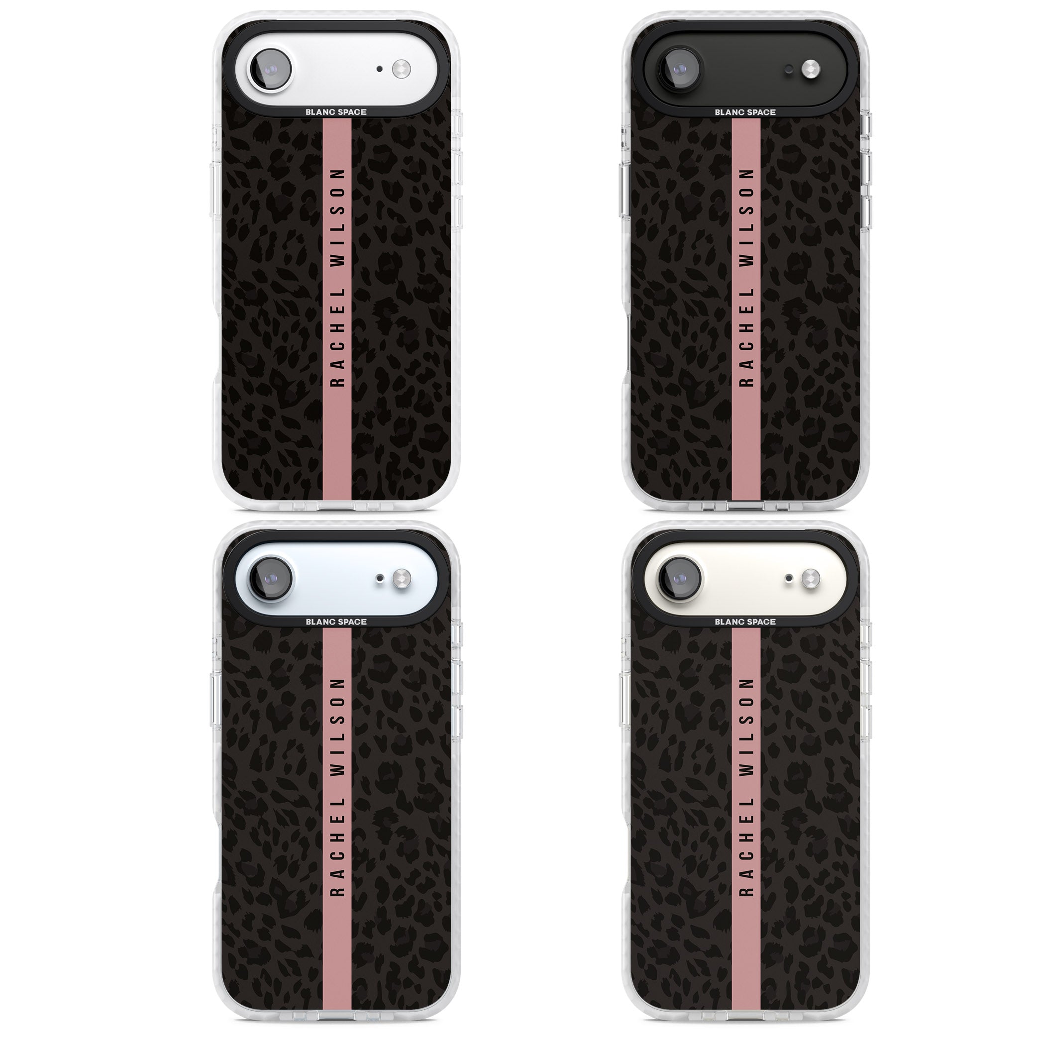 Personalised Pink Stripe Leopard iPhone 17 Air Impact Clear Phone Case APT Impact Protection