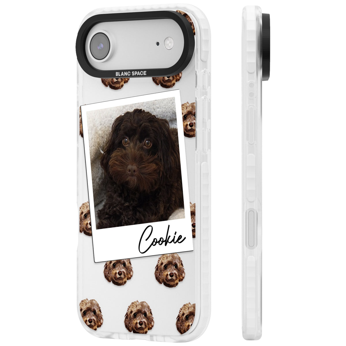 Personalised Brown Cockapoo Instant Camera Photo iPhone Air Impact Clear Phone Case side