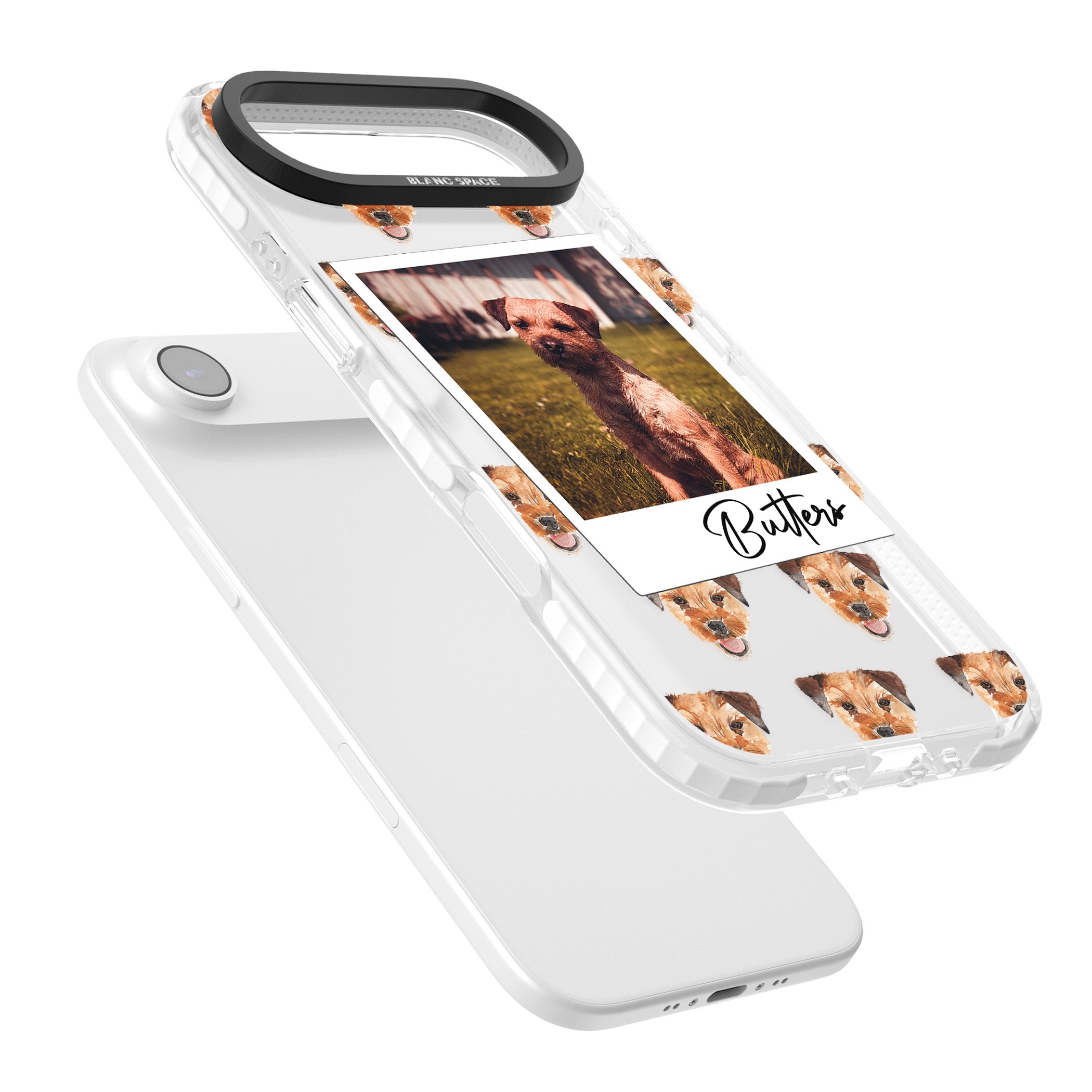 Personalised Border Terrier Instant Camera Photo iPhone 17 Air Impact Clear Phone Case Colours