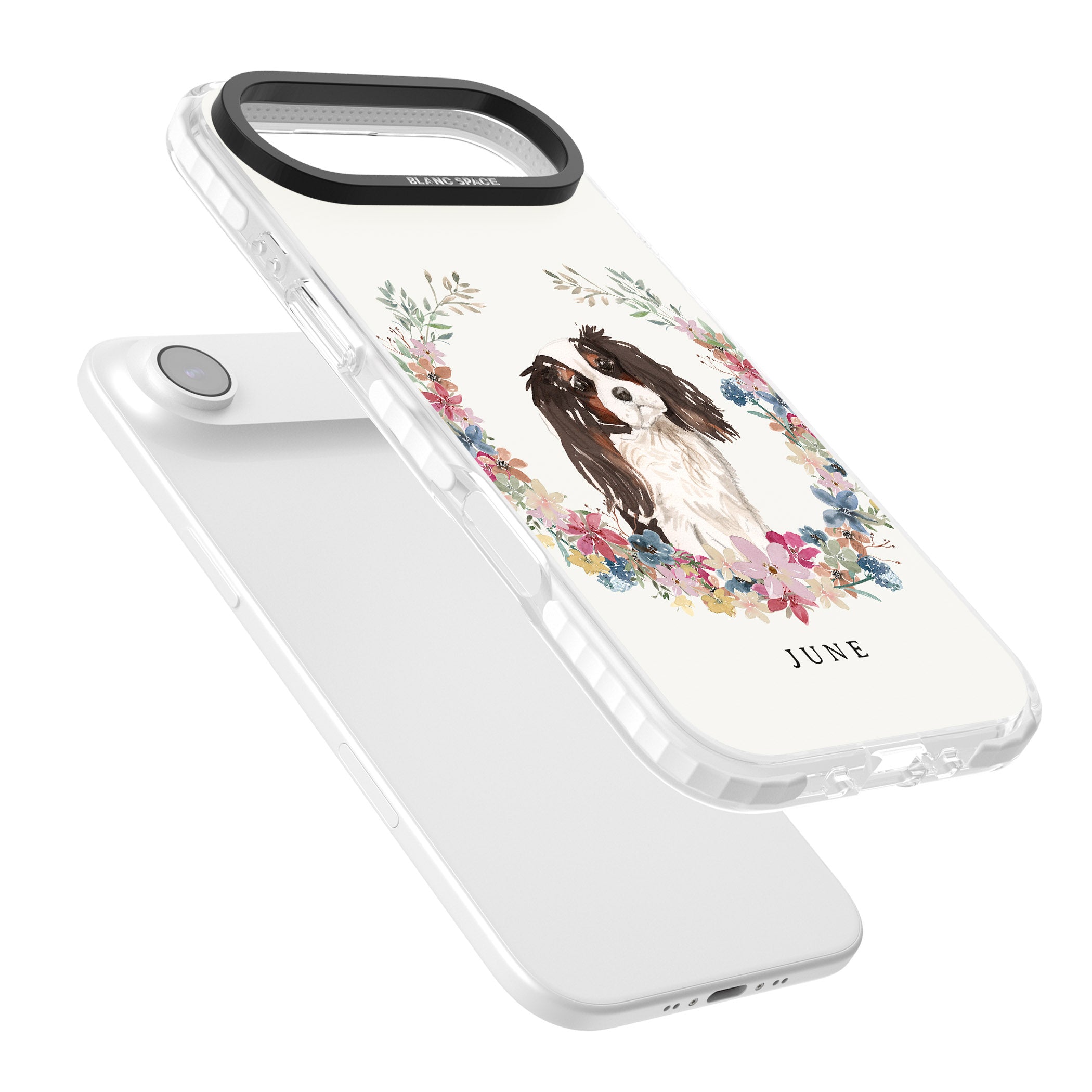 Personalised King Charles Floral Portrait iPhone 17 Air Impact Clear Phone Case Colours