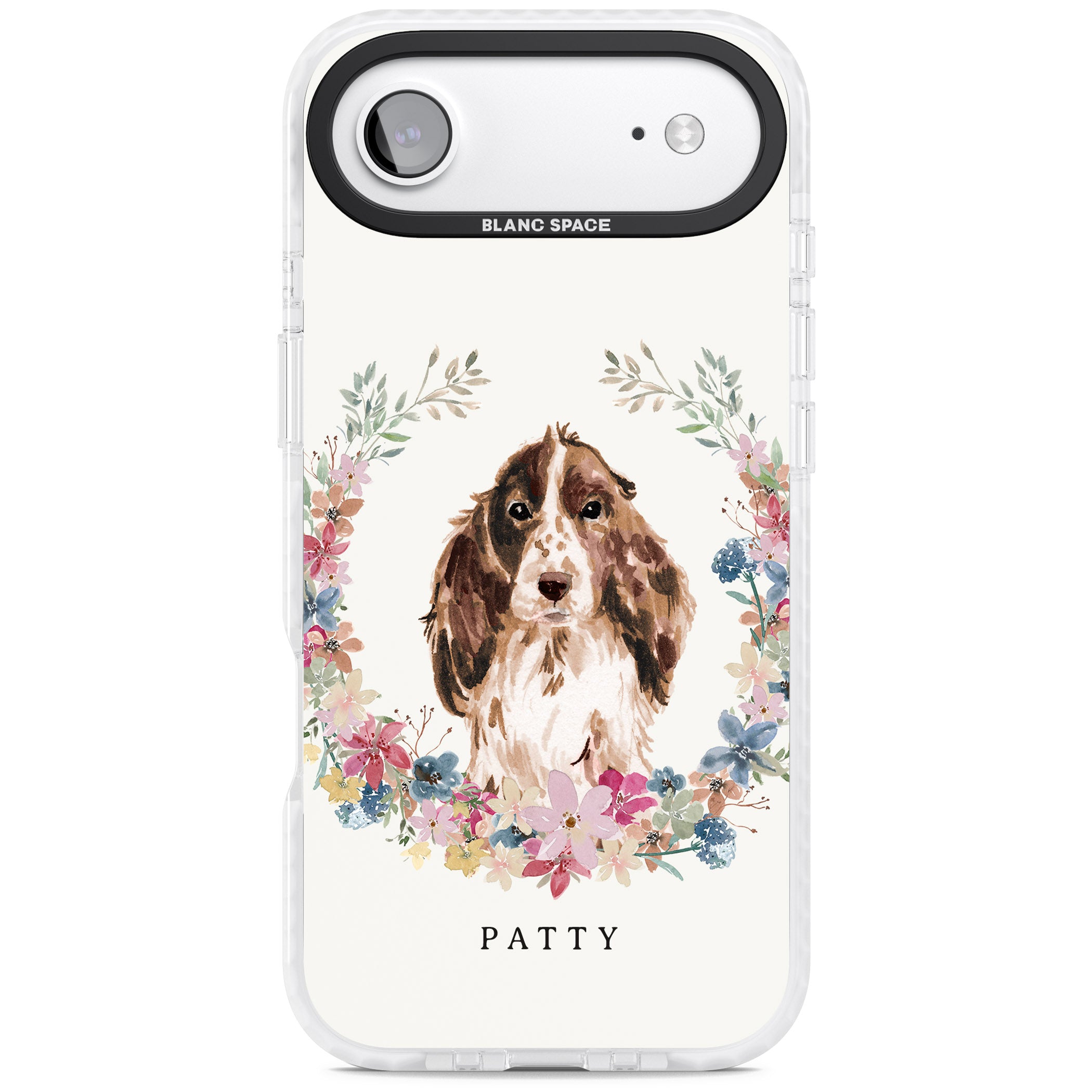 Personalised Cocker Spaniel Floral Portrait iPhone 17 Air Impact Clear Phone Case