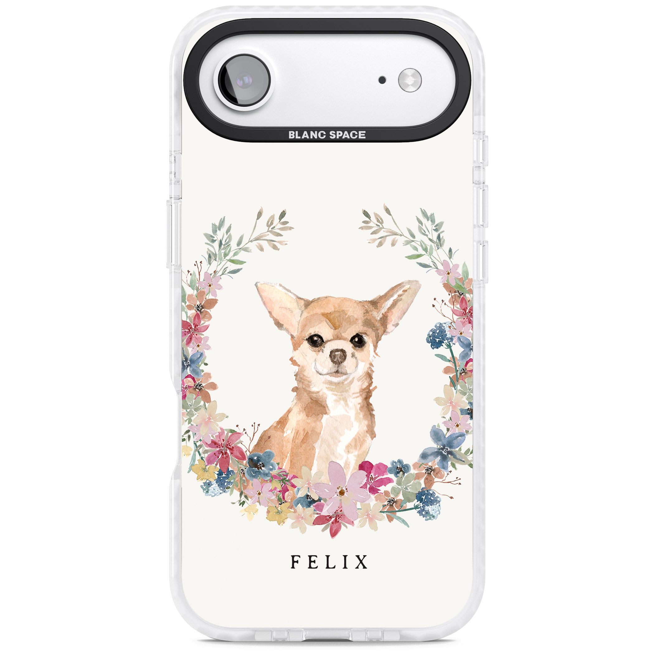Personalised Chihuahua Floral Portrait iPhone 17 Air Impact Clear Phone Case