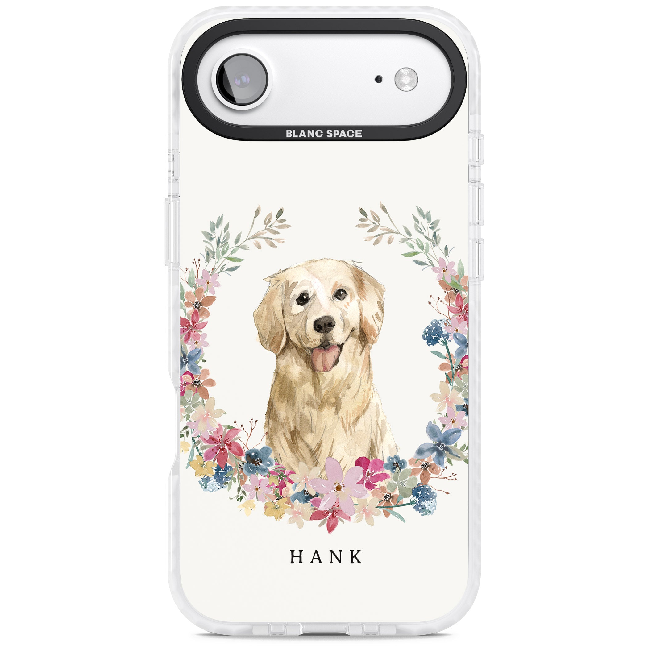 Personalised Golden Retriever Floral Portrait iPhone 17 Air Impact Clear Phone Case