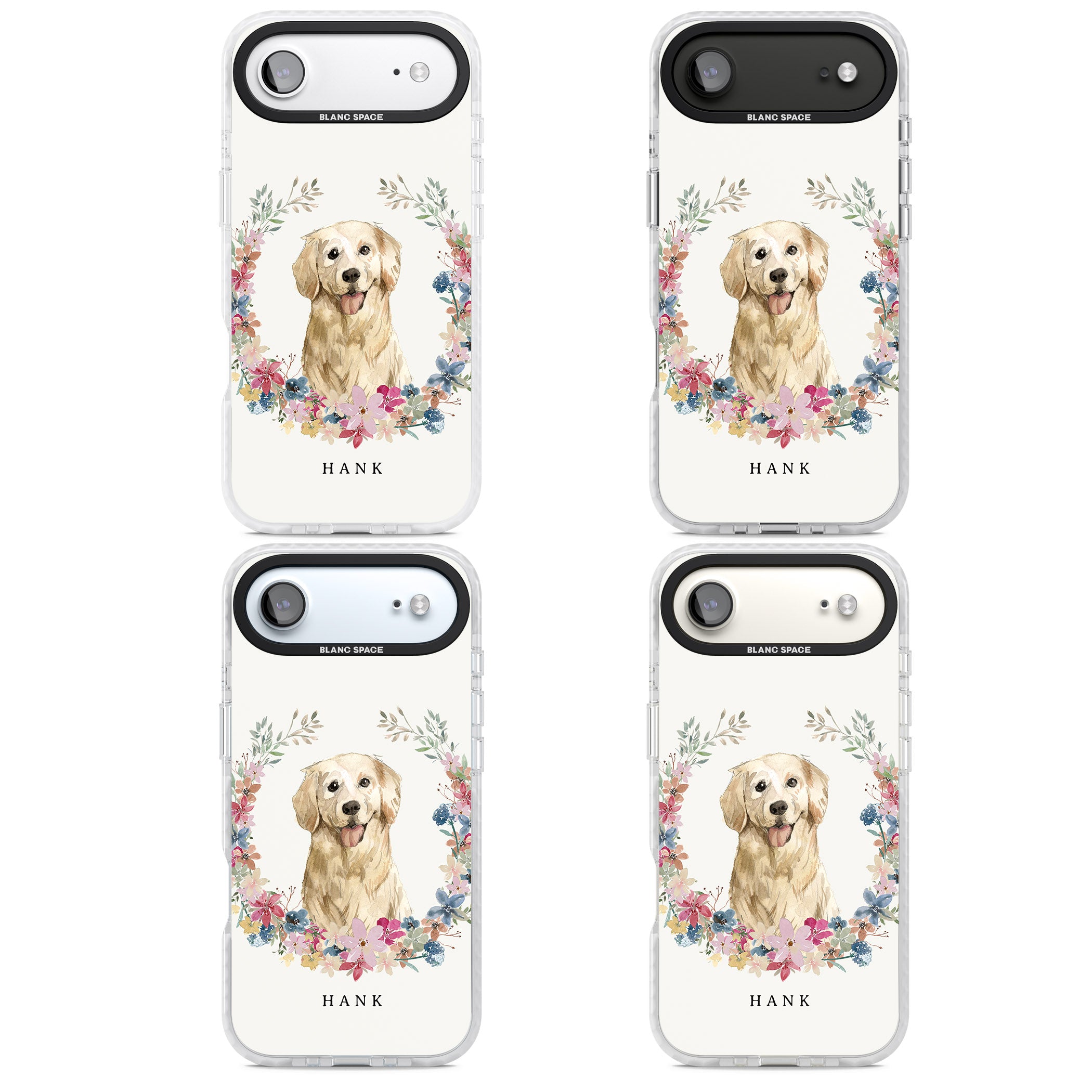 Personalised Golden Retriever Floral Portrait iPhone 17 Air Impact Clear Phone Case APT Impact Protection