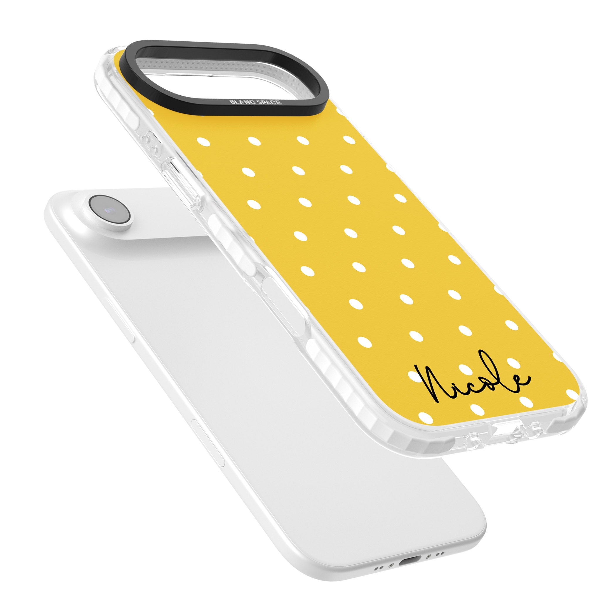 Personalised Yellow Polka Dot iPhone 17 Air Impact Clear Phone Case Colours