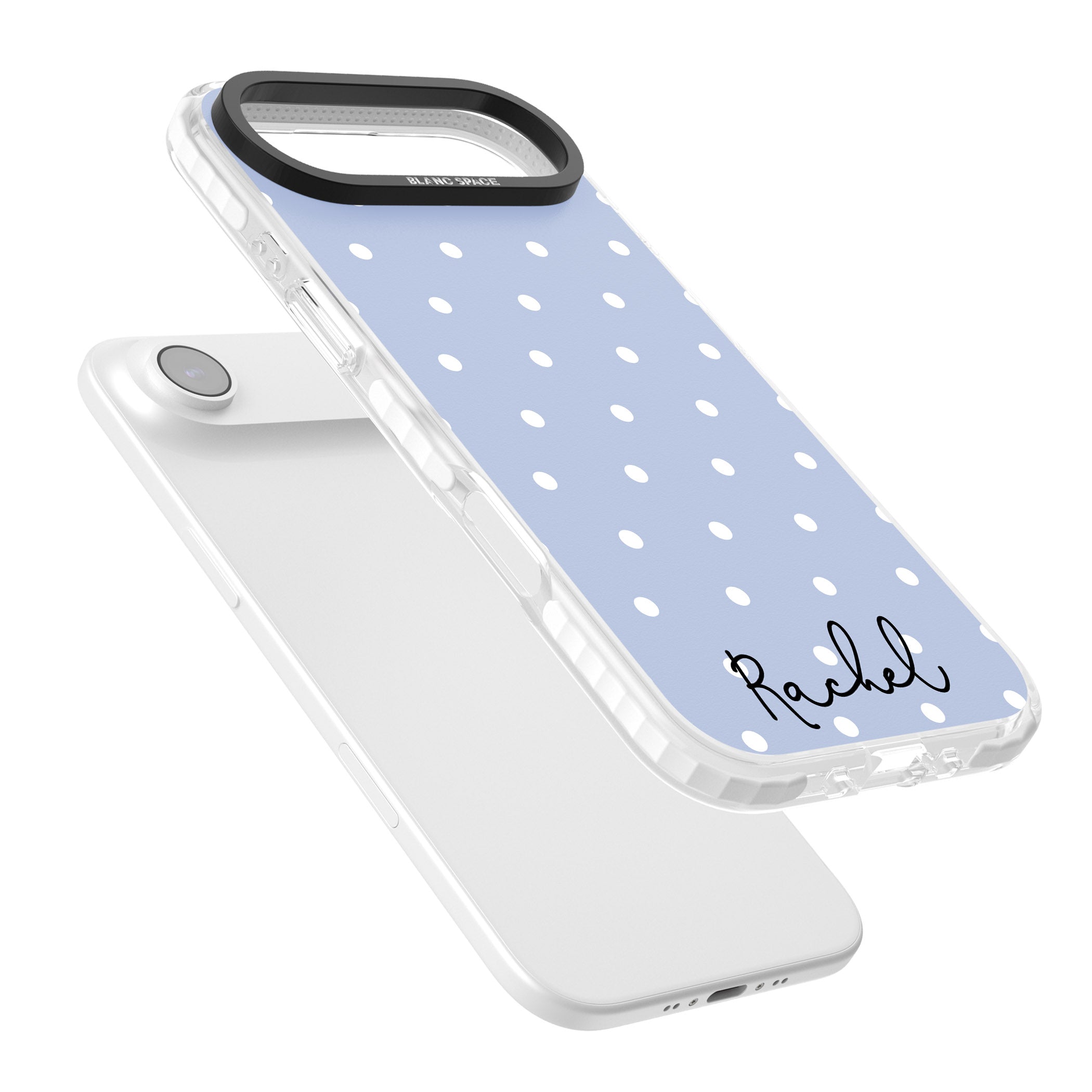 Personalised Simple Light Blue Dots iPhone 17 Air Impact Clear Phone Case Colours