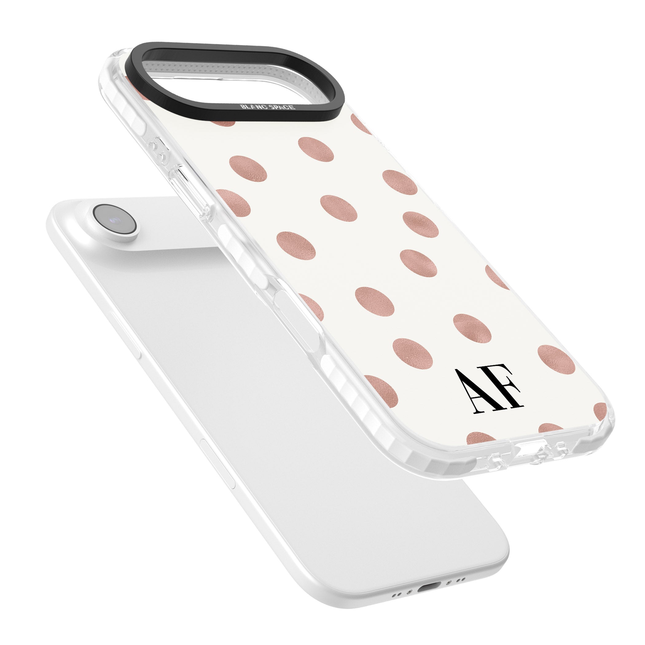 Personalised Rose Gold Dots & Initials iPhone 17 Air Impact Clear Phone Case Colours