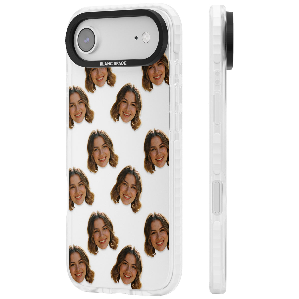 Falling Faces Pattern iPhone Air Impact Clear Phone Case side