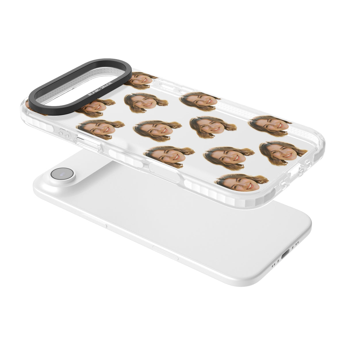 Falling Faces Pattern iPhone Air Impact Clear Phone Case angled