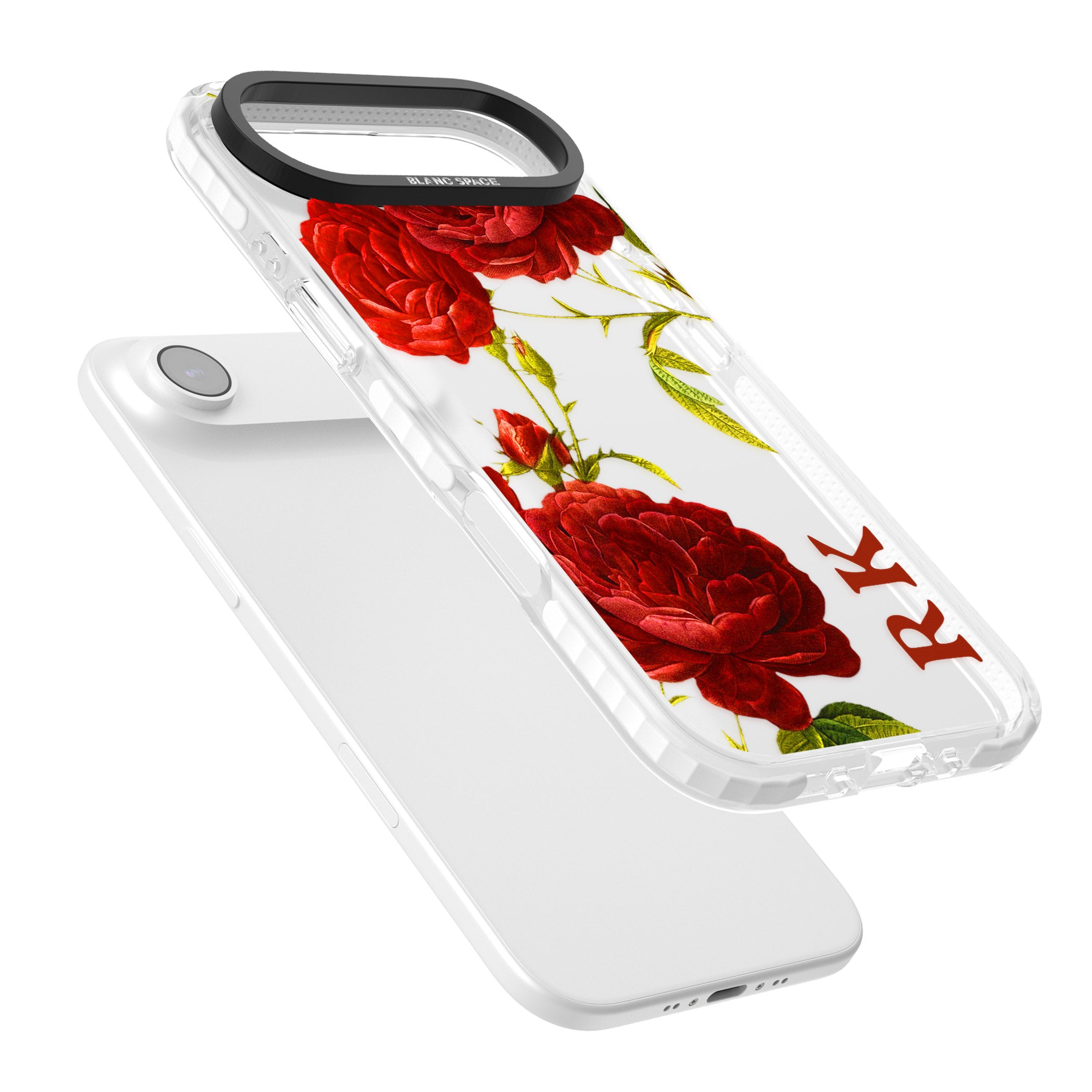 Personalised Vintage Floral Red Roses iPhone 17 Air Impact Clear Phone Case Colours