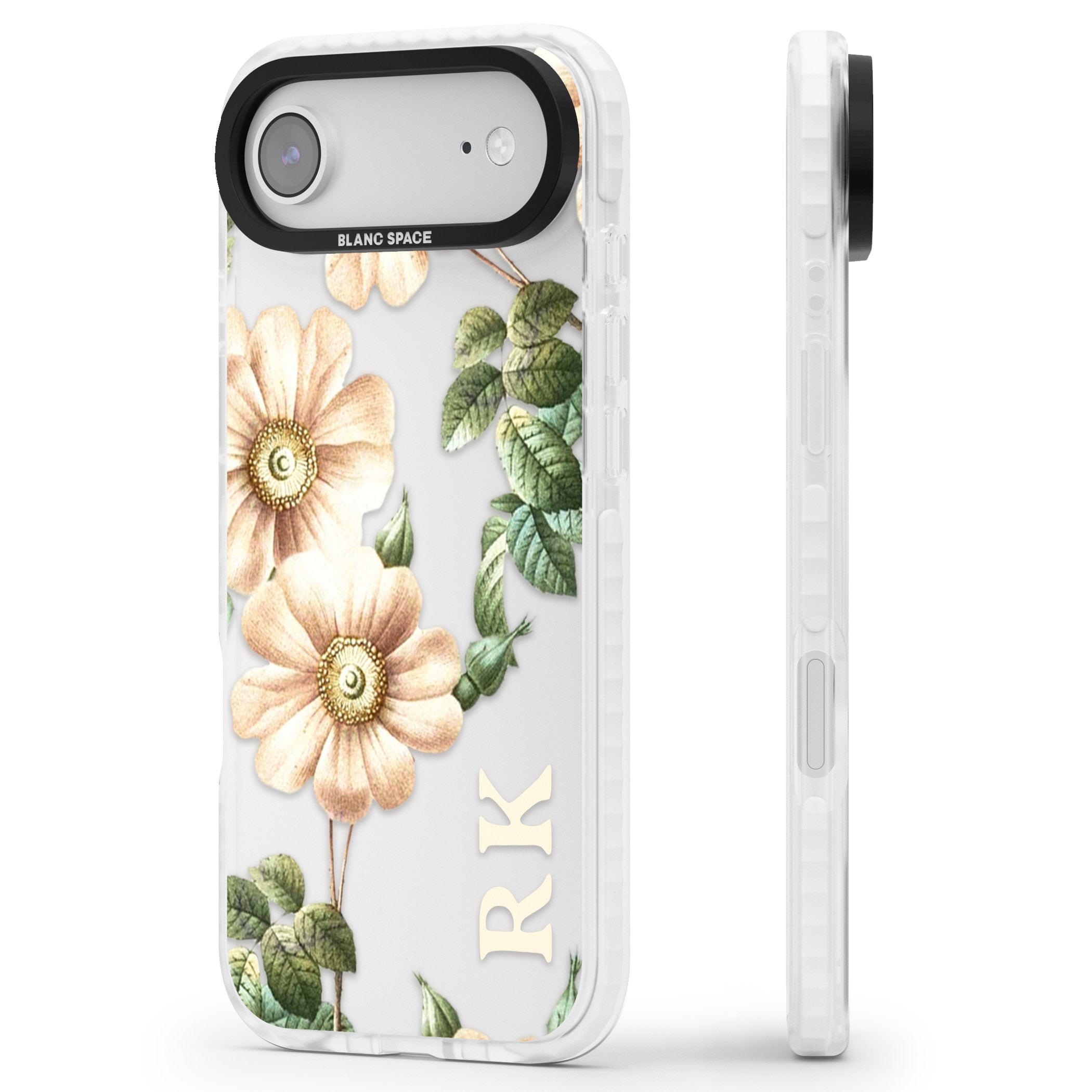 Personalised Vintage Floral Anemone iPhone 17 Air Impact Clear Phone Case Side Profile