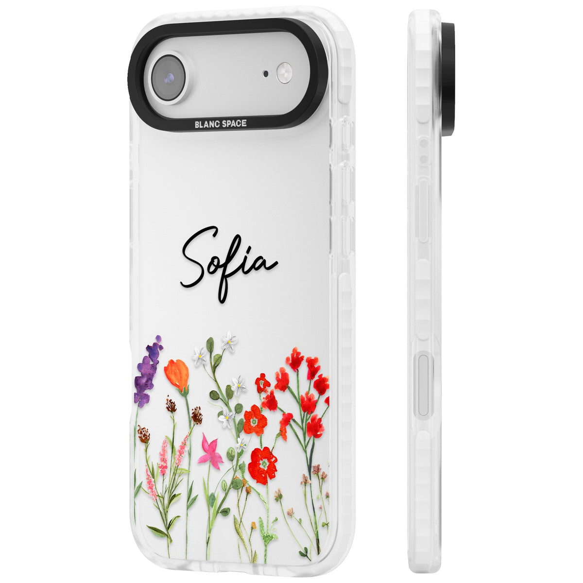 Personalised Spring Wildflowers iPhone Air Impact Clear Phone Case side