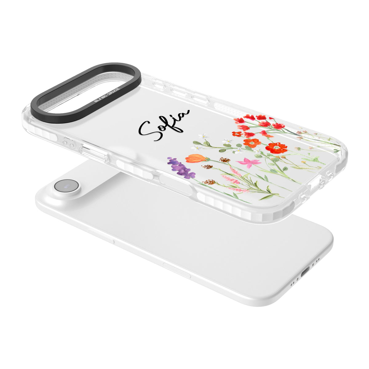 Personalised Spring Wildflowers iPhone Air Impact Clear Phone Case angled