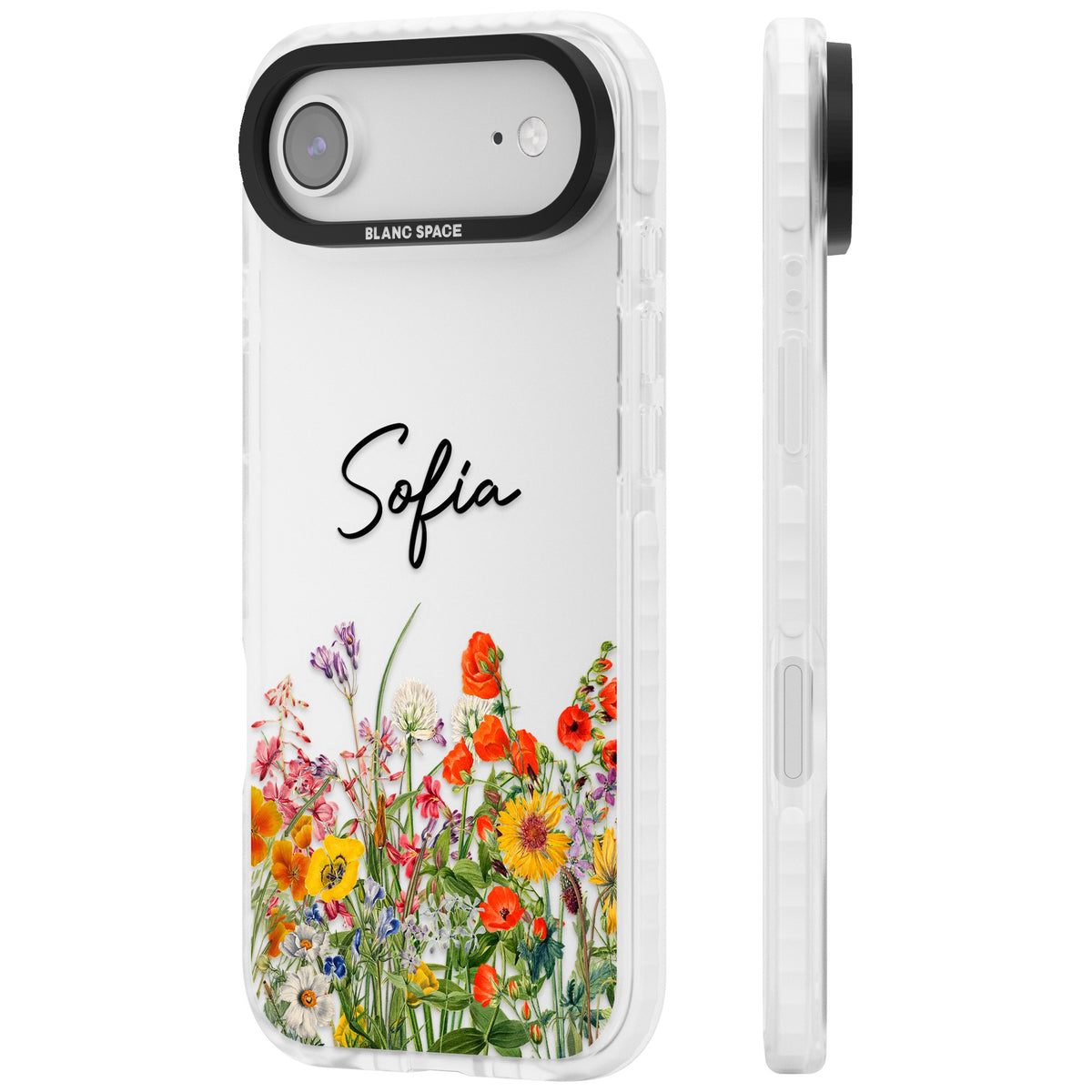 Personalised Summer Wildflowers iPhone Air Impact Clear Phone Case side