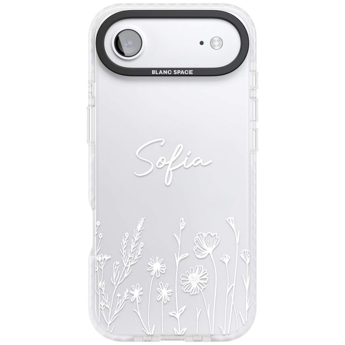 Personalised White Wildflowers iPhone Air Impact Clear Phone Case front
