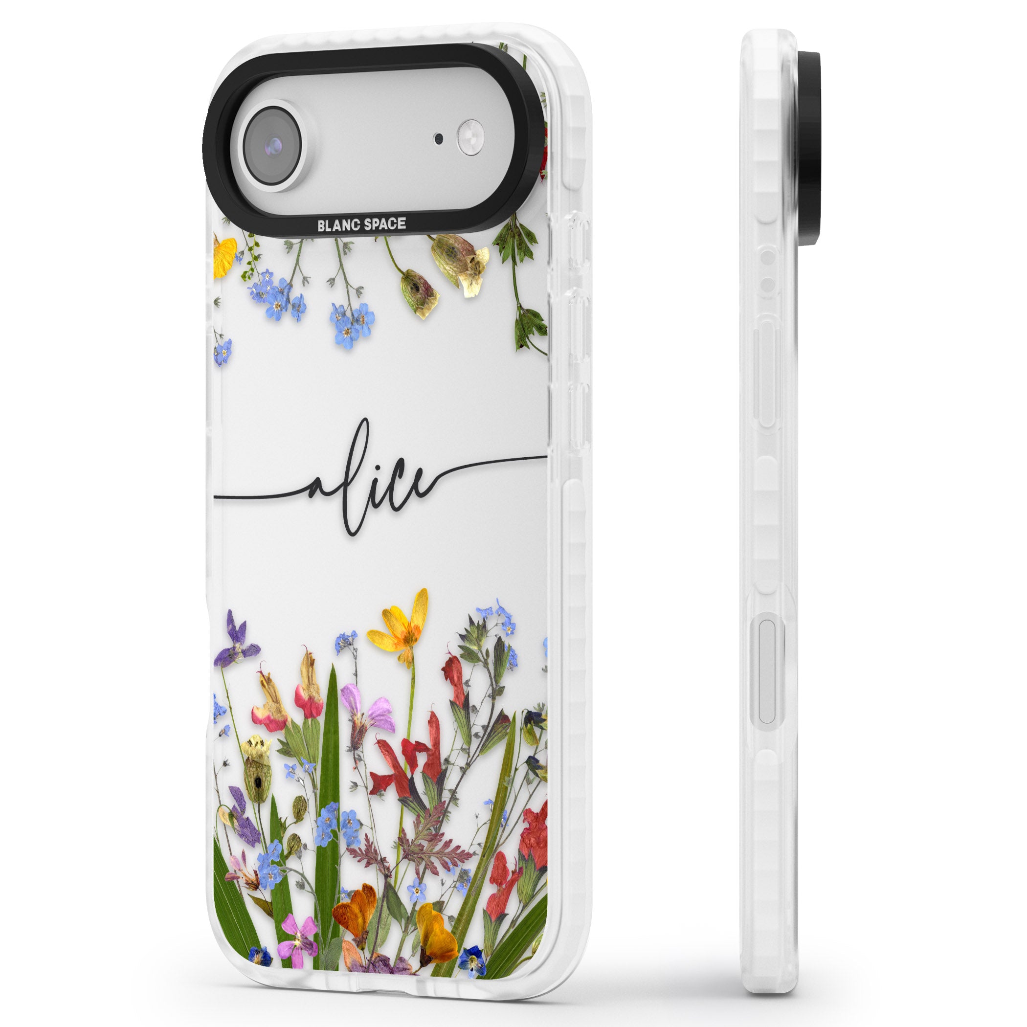 Personalised Wildflower Floral iPhone 17 Air Impact Clear Phone Case Side Profile