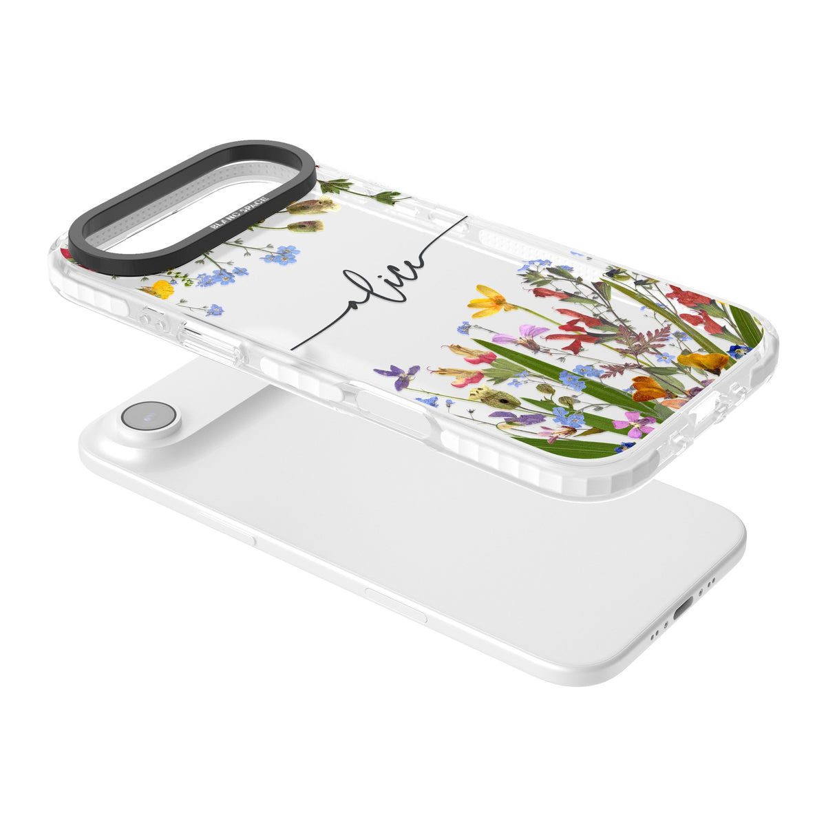 Personalised Wildflower Name iPhone Air Impact Clear Phone Case angled