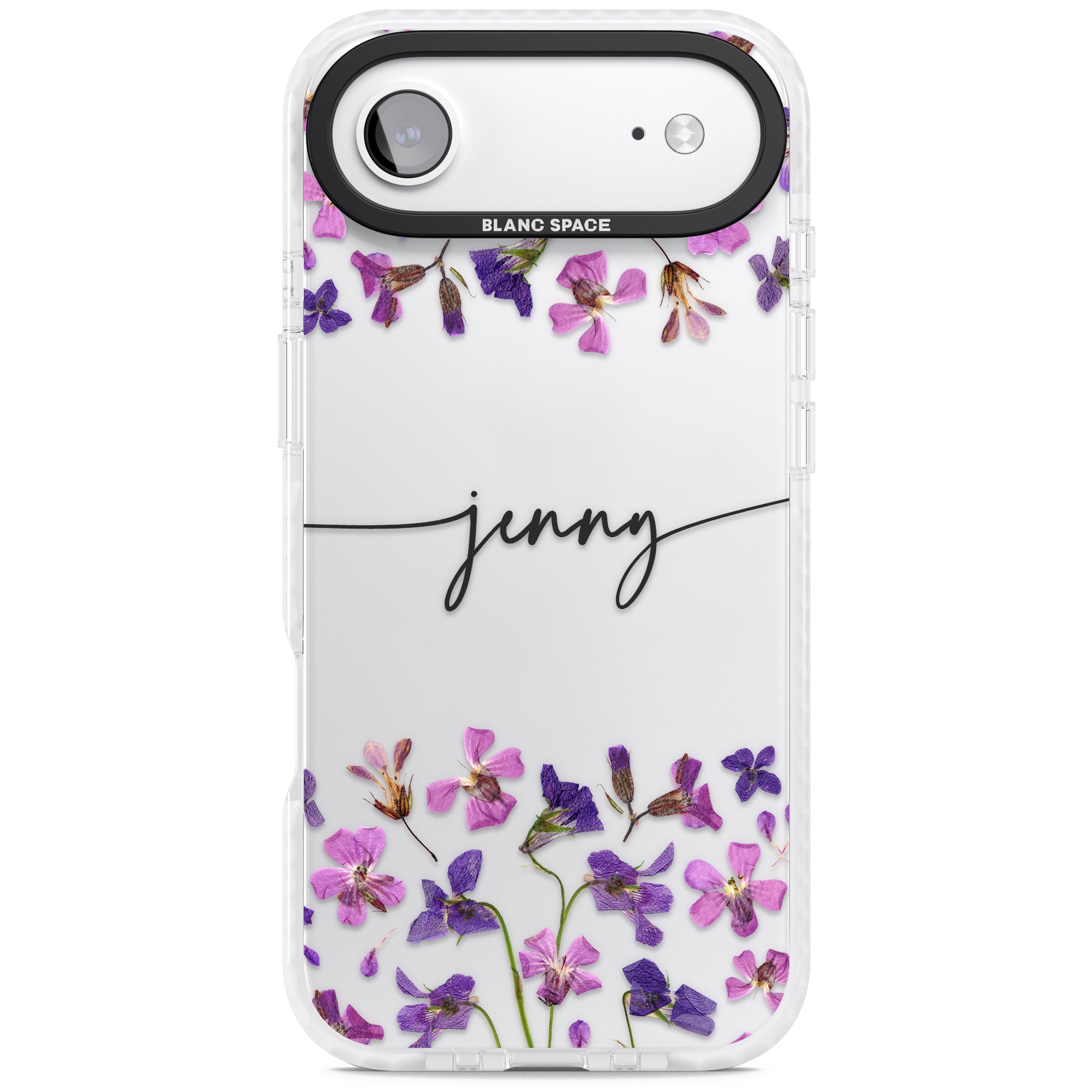 Personalised Purple Violets iPhone 17 Air Impact Clear Phone Case