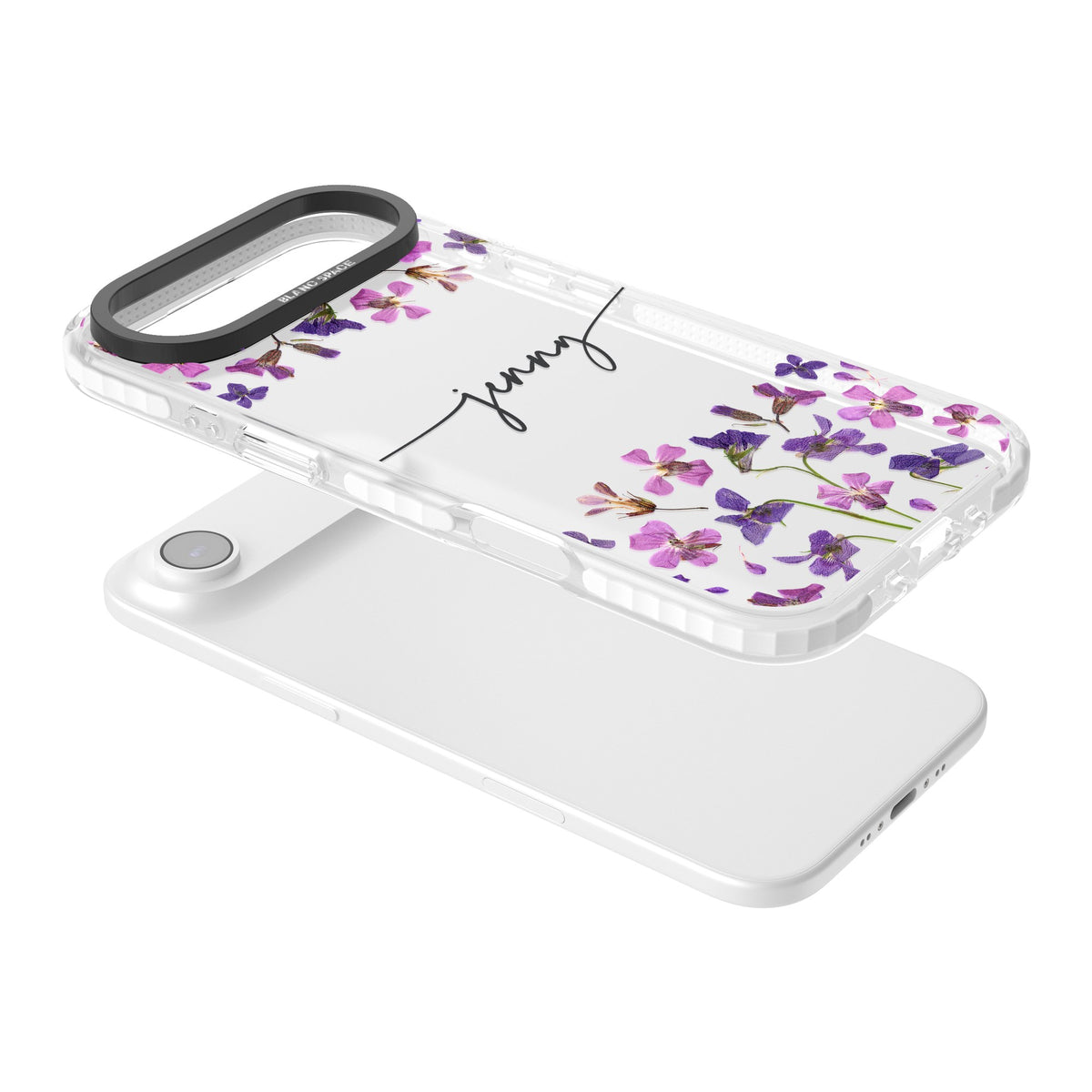 Personalised Purple Wildflowers iPhone Air Impact Clear Phone Case angled