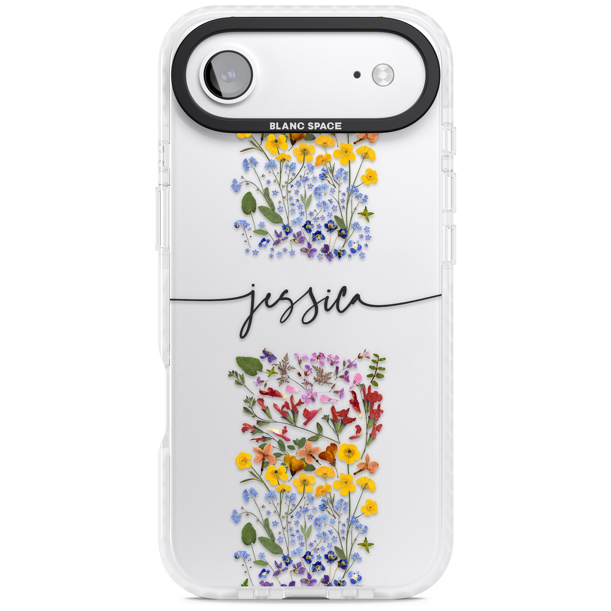 Personalised Wildflower Stripe iPhone 17 Air Impact Clear Phone Case