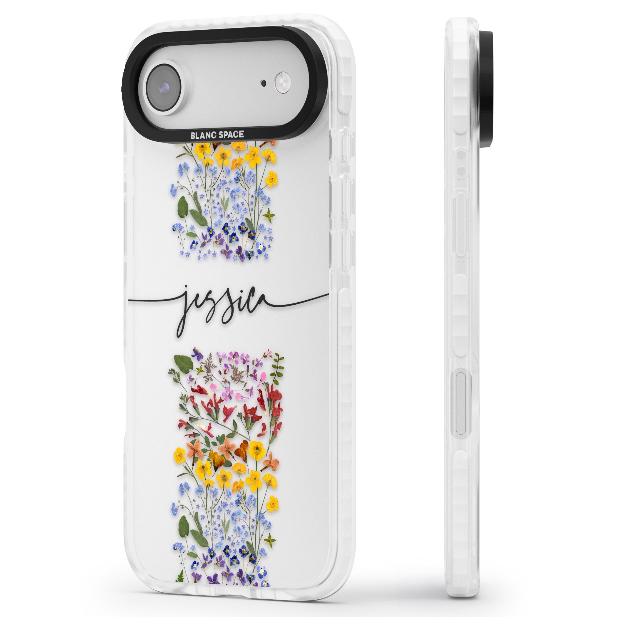Personalised Wildflower Stripe iPhone 17 Air Impact Clear Phone Case Side Profile