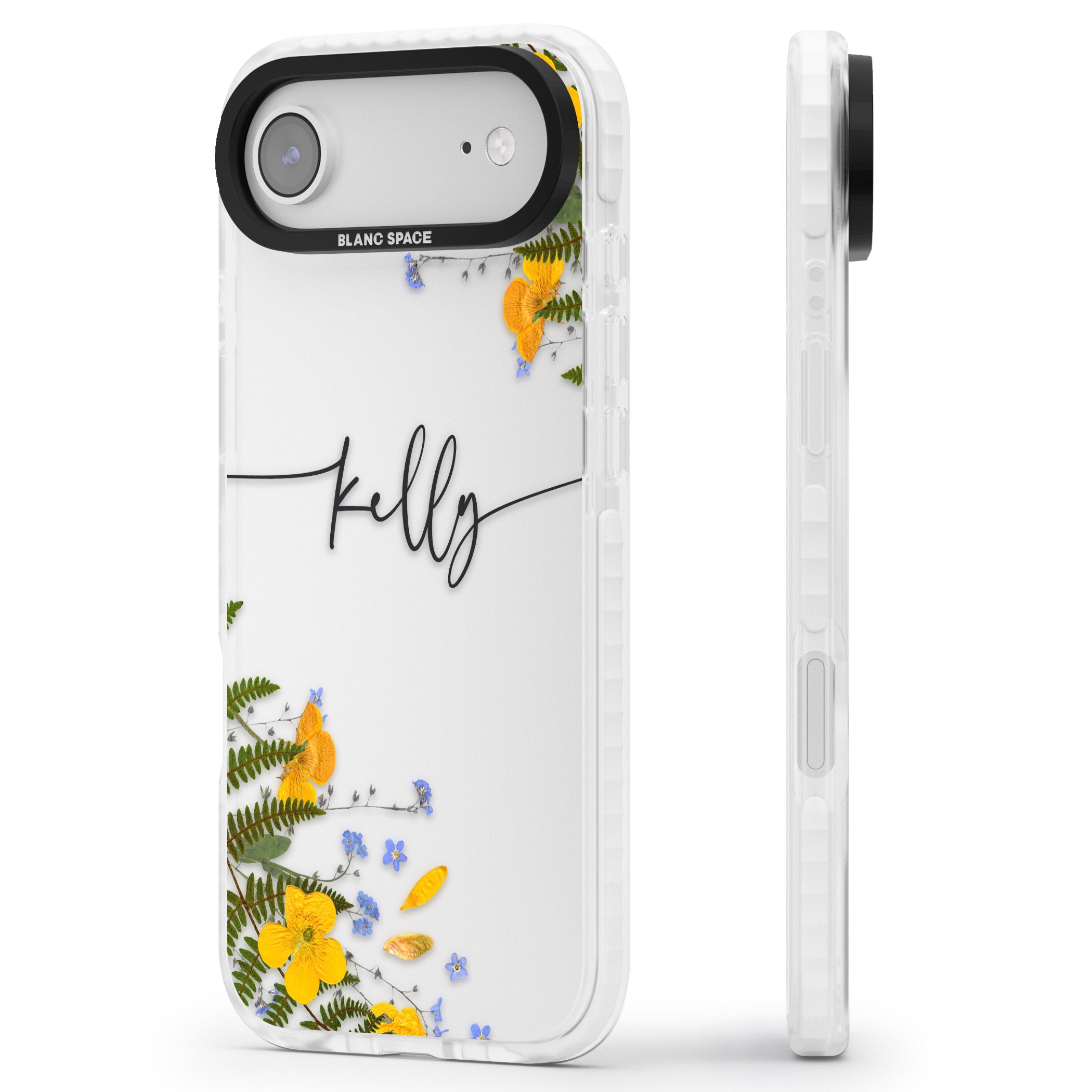 Personalised Ferns & Wildflowers iPhone 17 Air Impact Clear Phone Case Side Profile