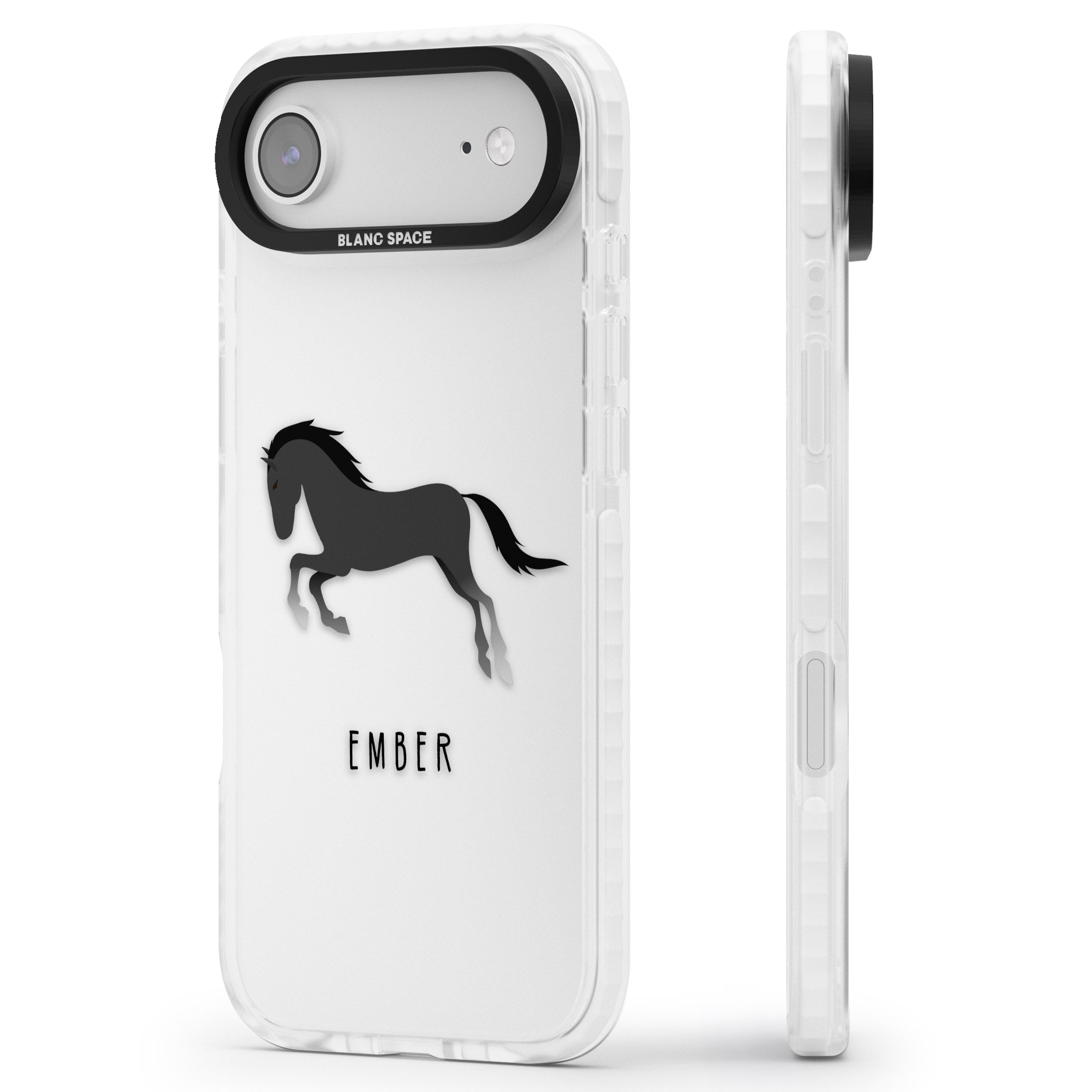 Personalised Black Horse iPhone 17 Air Impact Clear Phone Case Side Profile