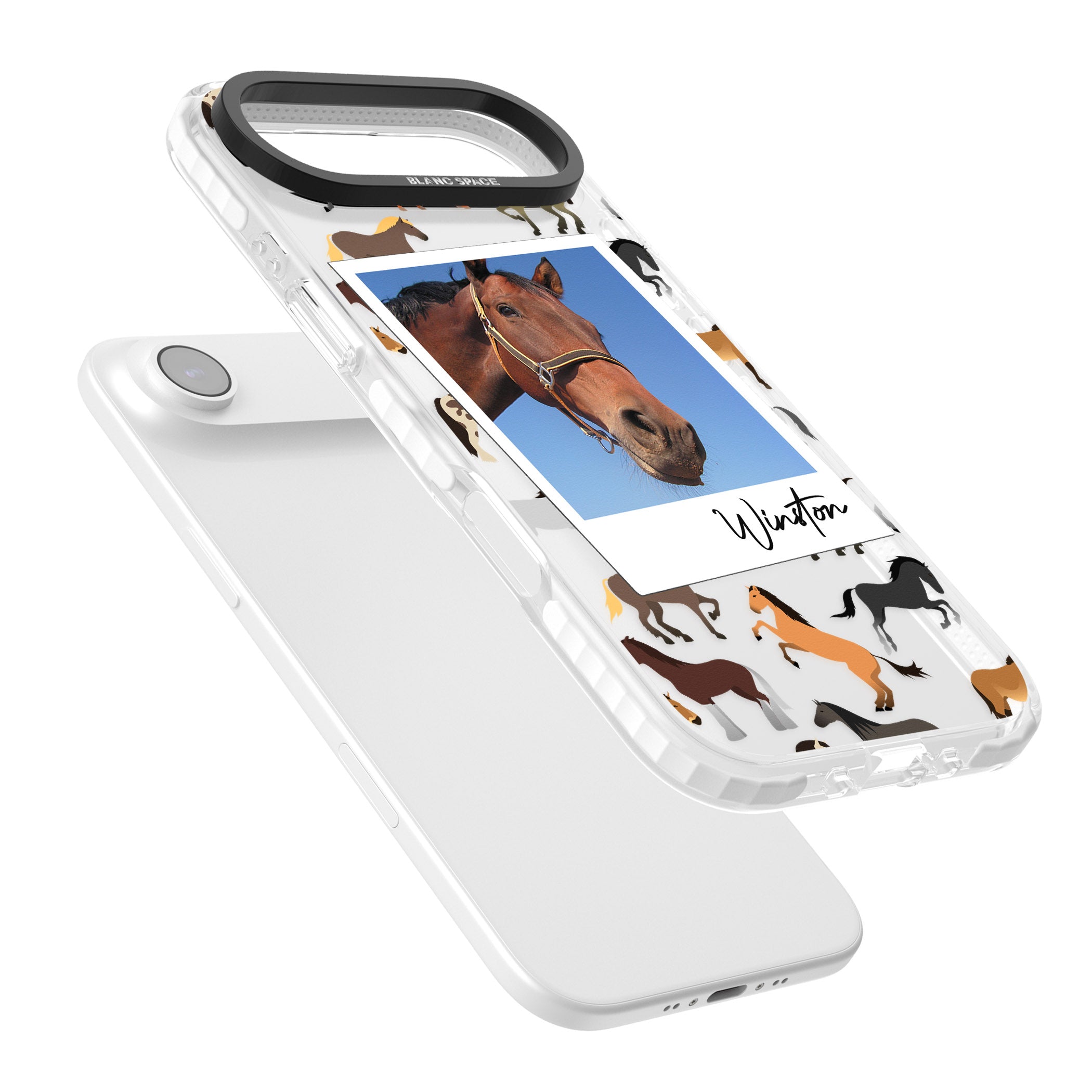 Personalised Horse Polaroid iPhone 17 Air Impact Clear Phone Case Colours