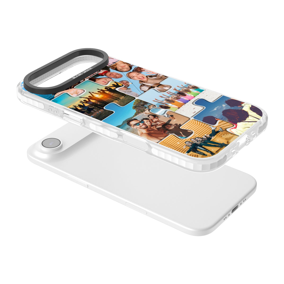 Personalised Jigsaw Photo Grid iPhone Air Impact Clear Phone Case angled