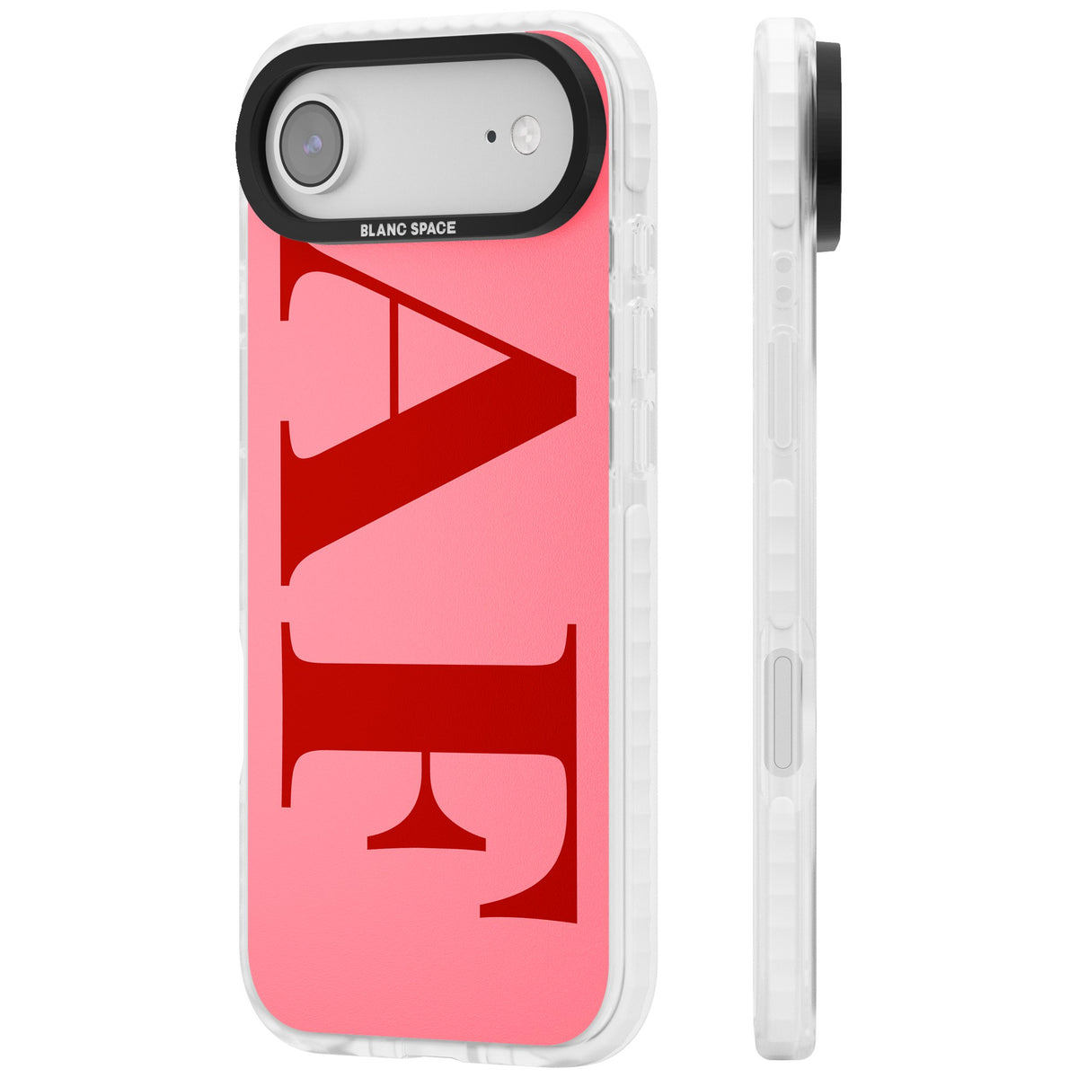 Personalised Red & Pink Letters iPhone Air Impact Clear Phone Case side