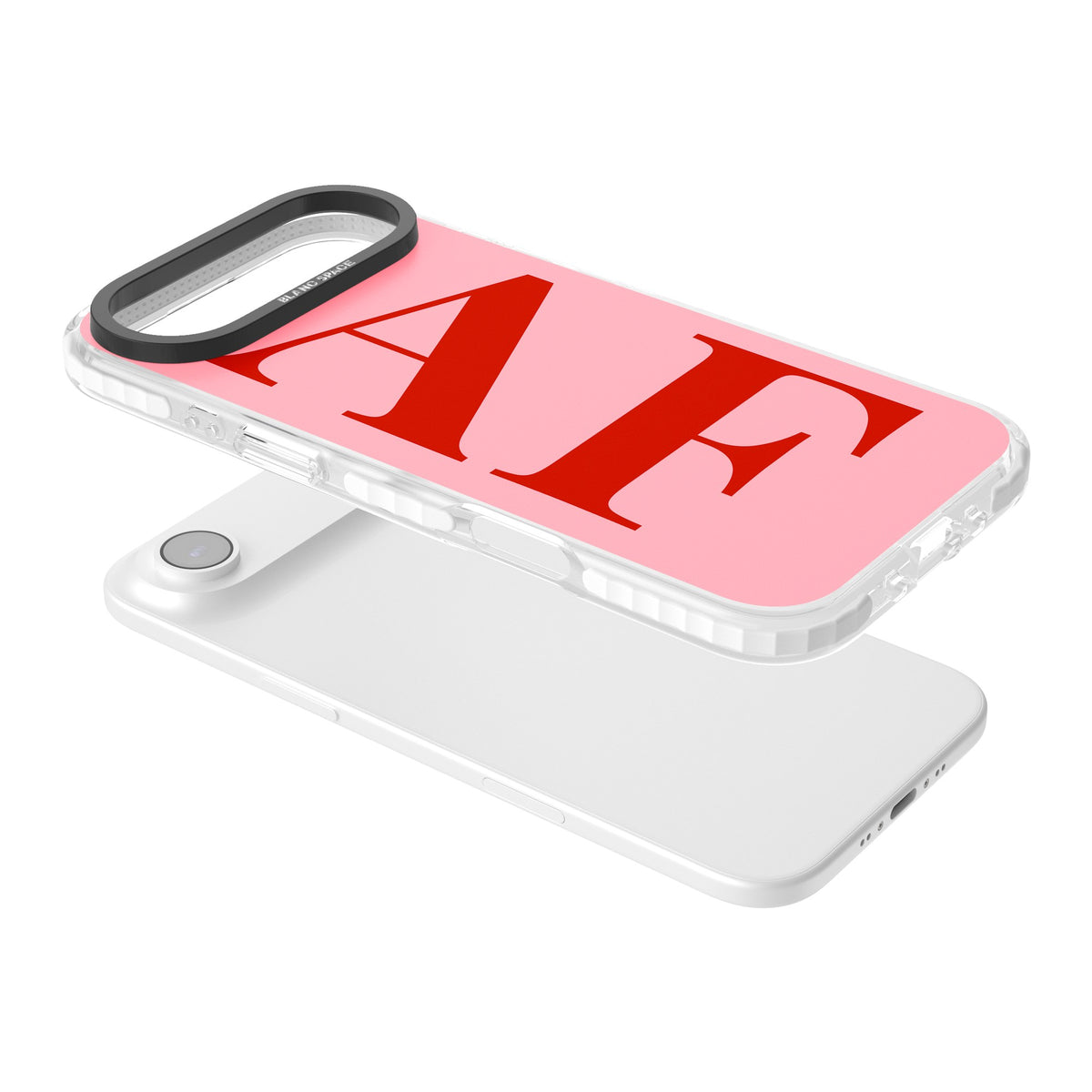 Personalised Red & Pink Letters iPhone Air Impact Clear Phone Case angled