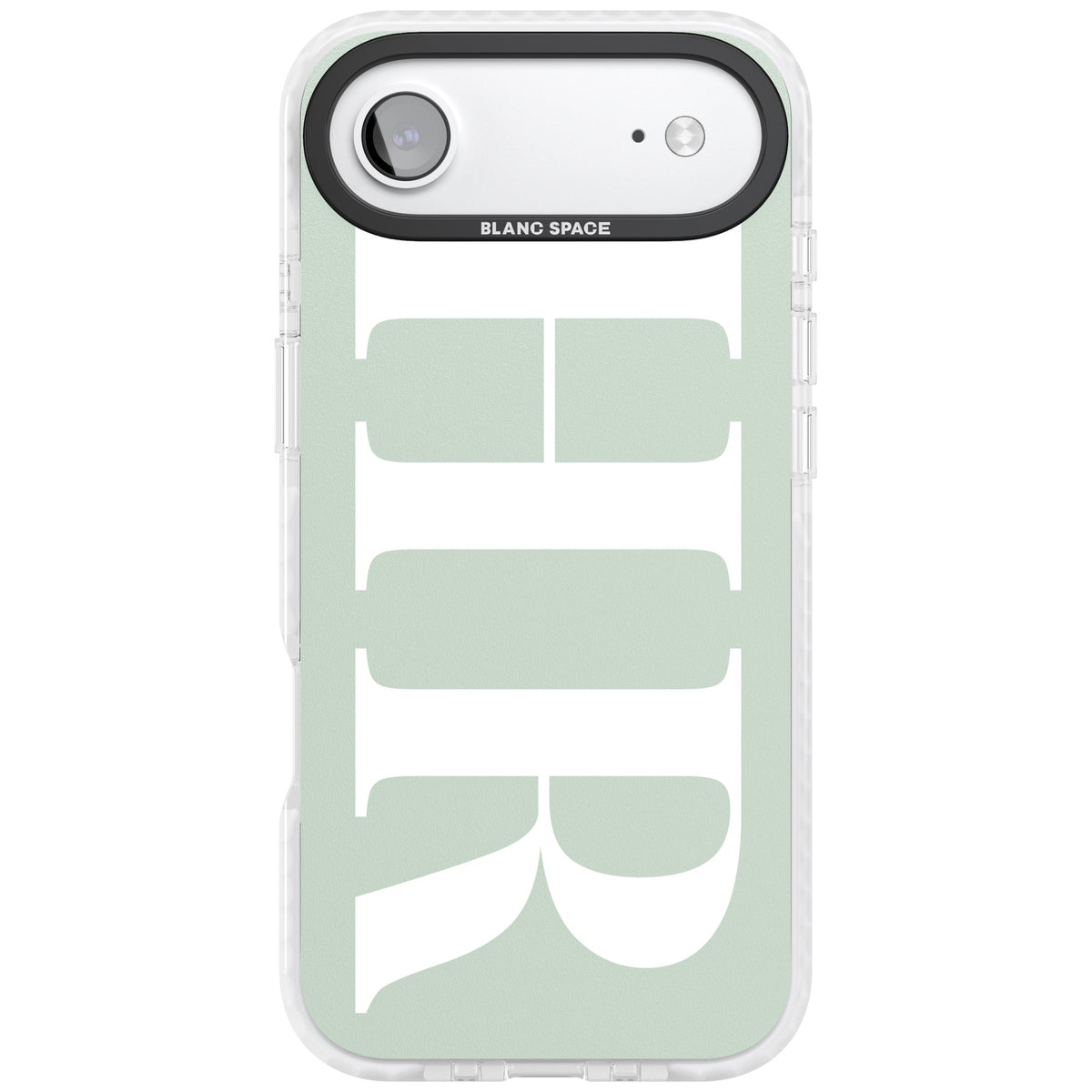 Personalised White & Seafoam Letters iPhone Air Impact Clear Phone Case front