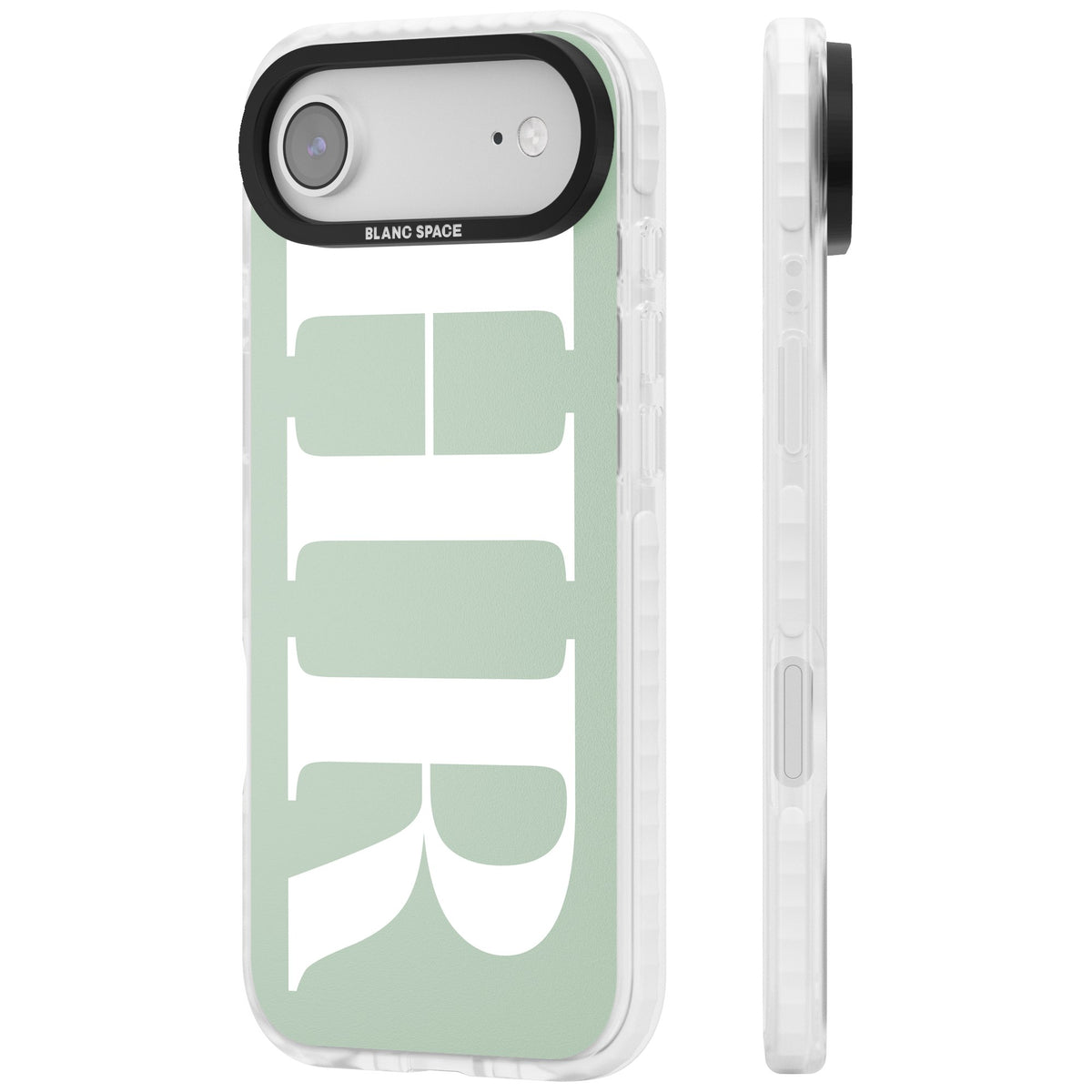Personalised White & Seafoam Letters iPhone Air Impact Clear Phone Case side