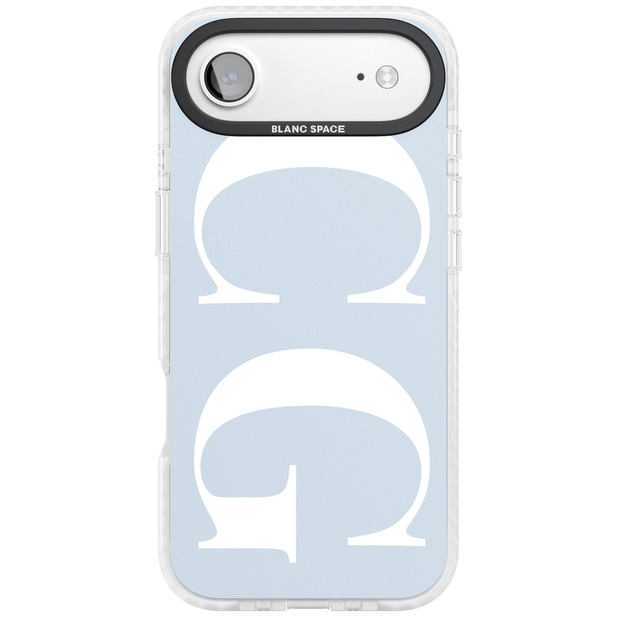 Personalised White & Blue Letters iPhone Air Impact Clear Phone Case front