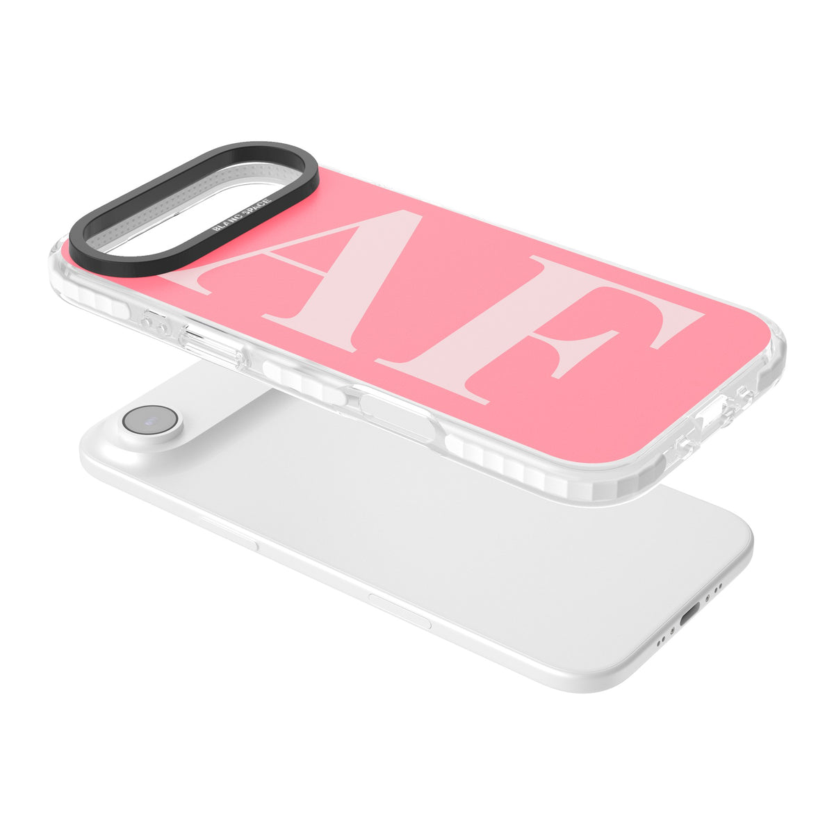 Personalised Light & Dark Pink Letters iPhone Air Impact Clear Phone Case angled