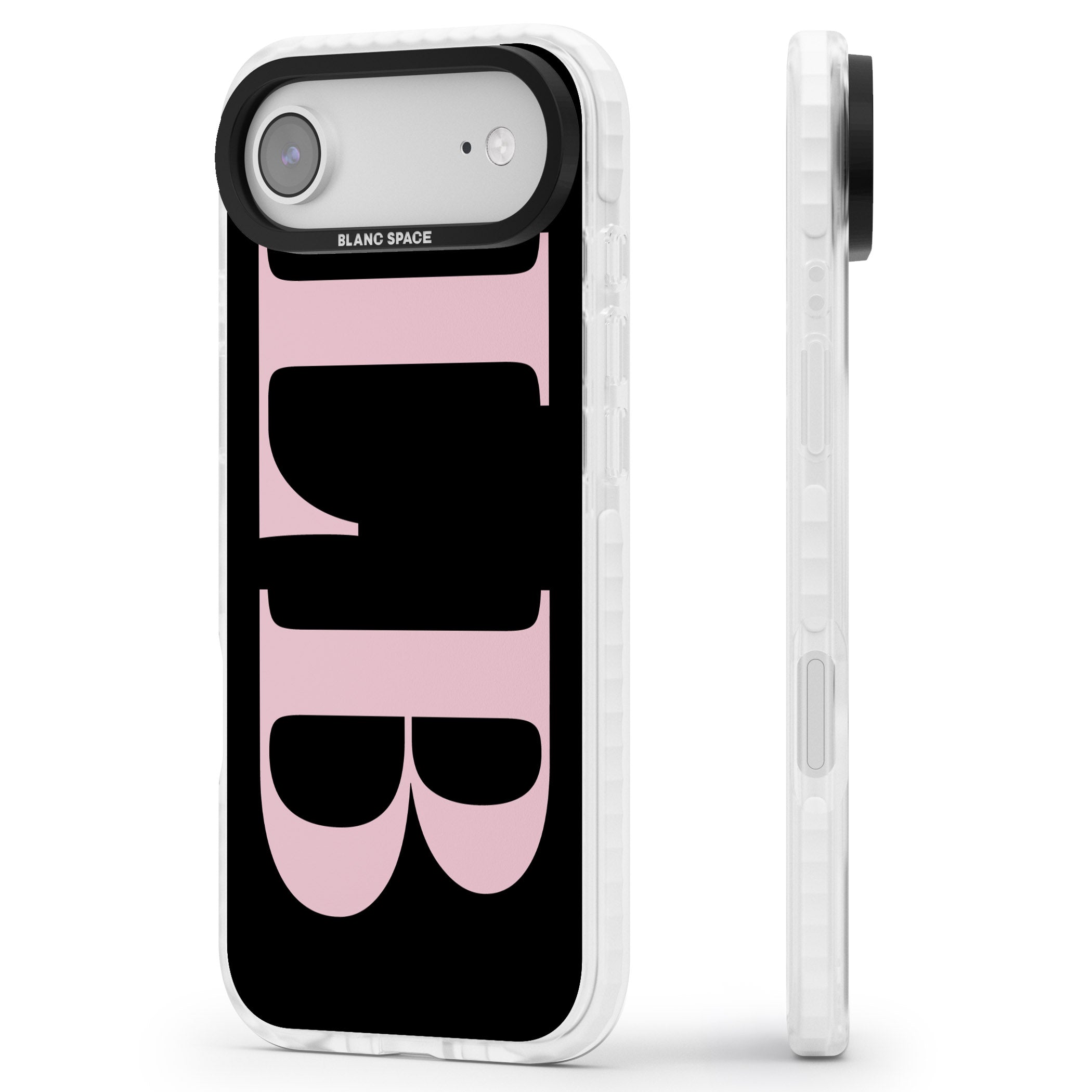 Personalised Pink & Black Green Letters iPhone 17 Air Impact Clear Phone Case Side Profile