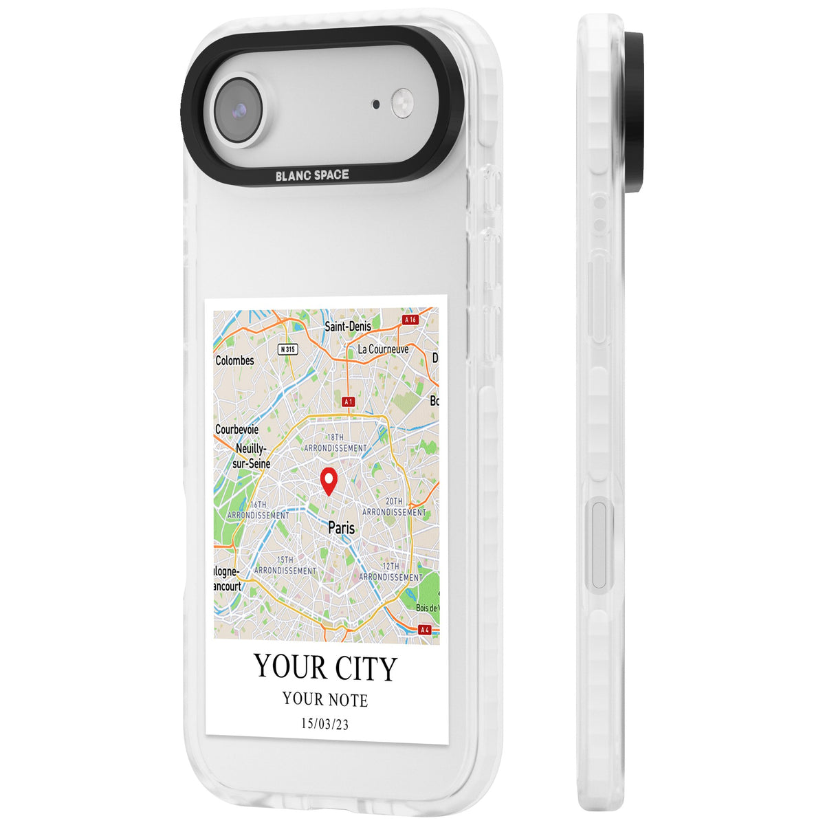 Personalised World Map iPhone Air Impact Clear Phone Case side