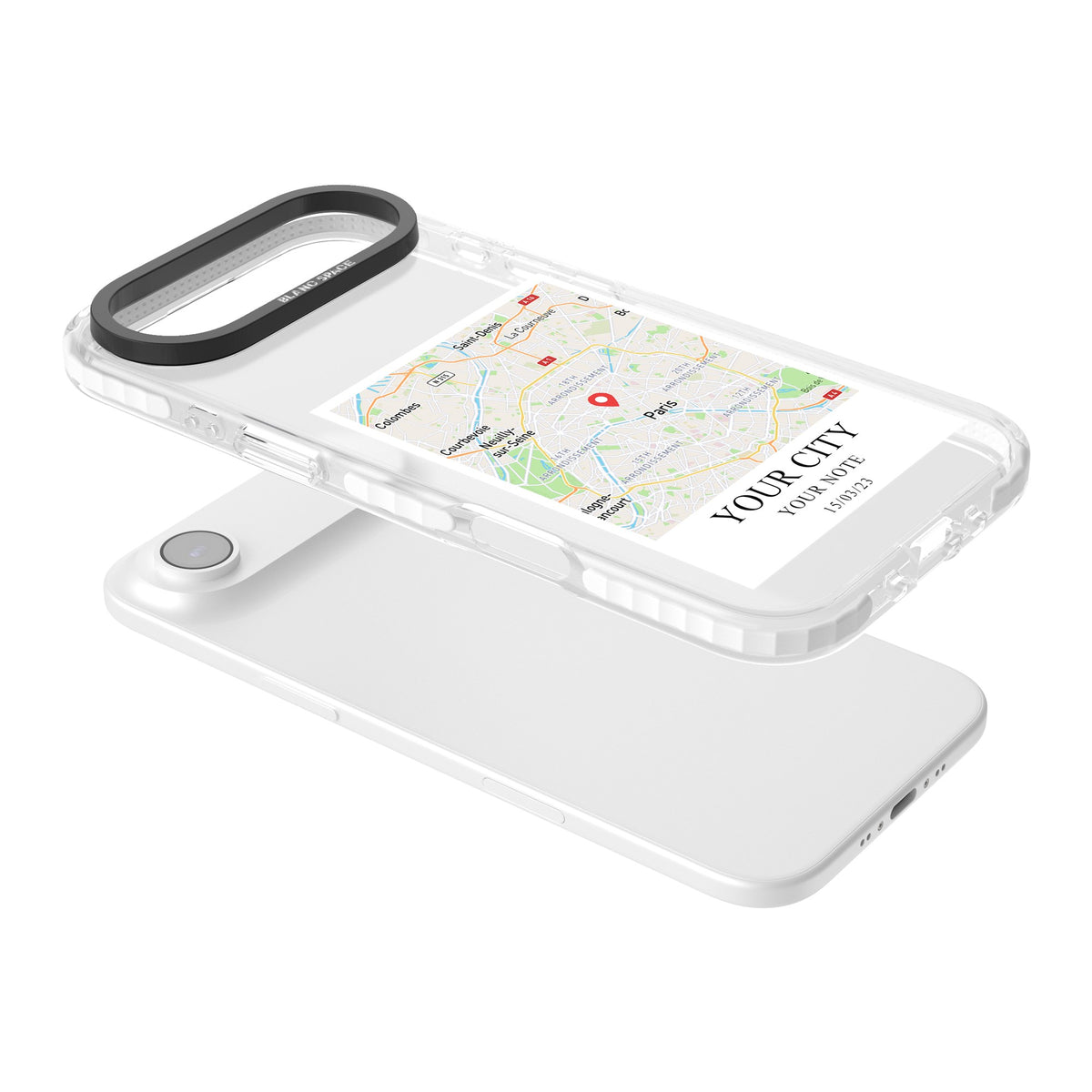 Personalised World Map iPhone Air Impact Clear Phone Case angled