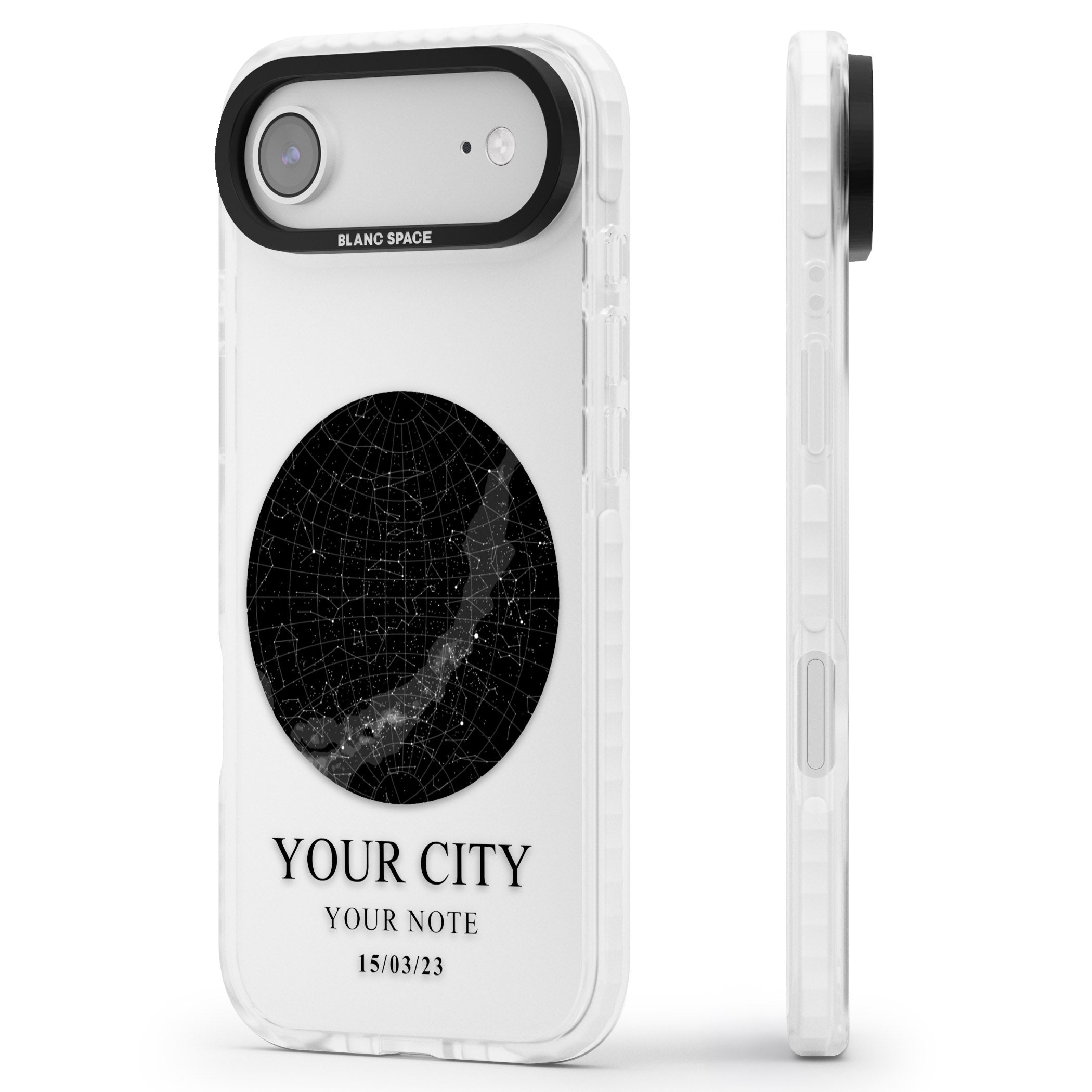 Personalised Star Map iPhone 17 Air Impact Clear Phone Case Side Profile